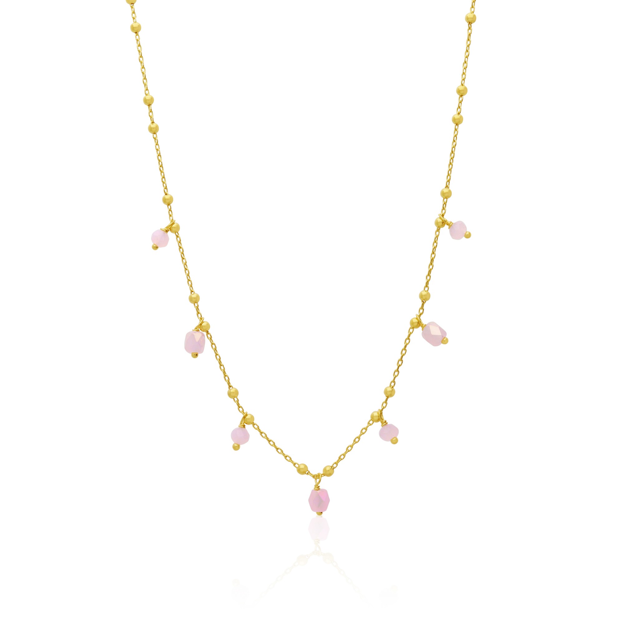 Collana Dream in argento e pietre rosa pendenti - LUXURY MILANO