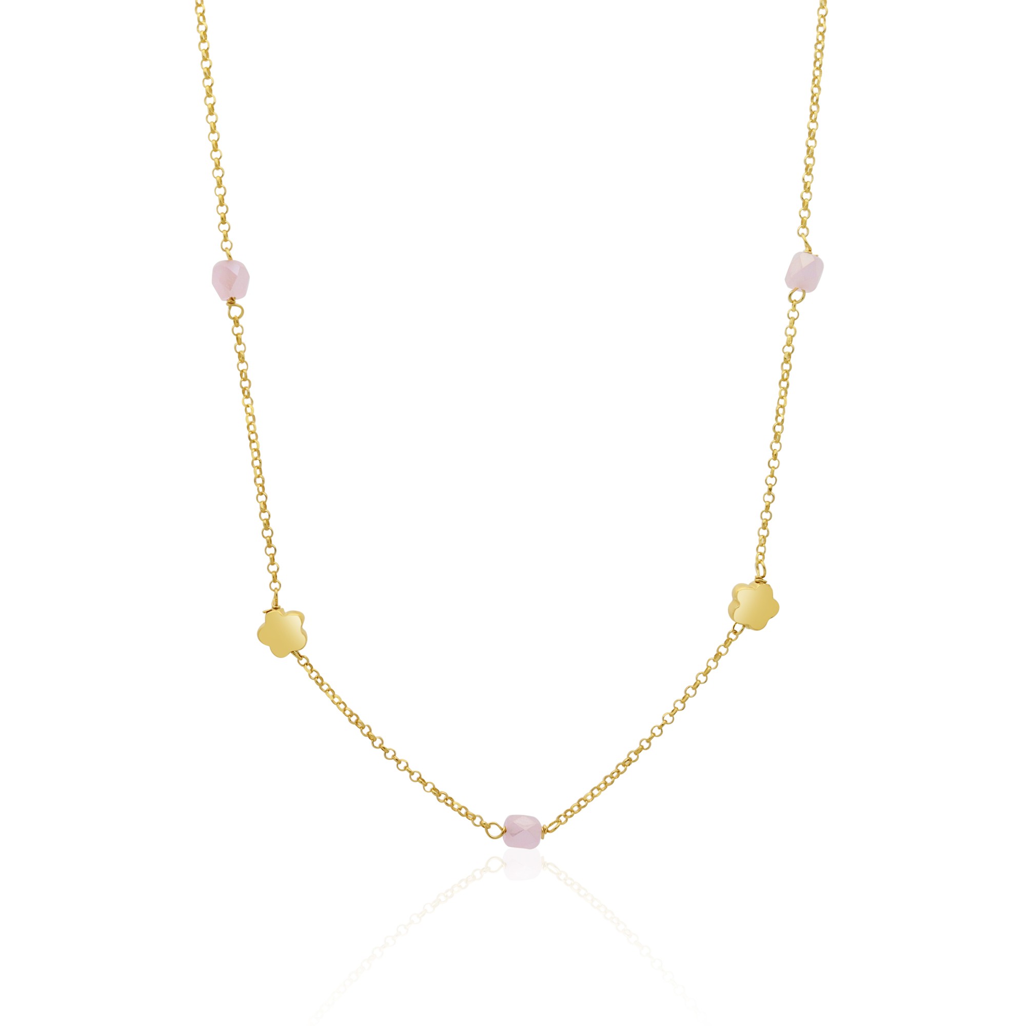 Dream necklace in silver with pink and black stones - LUXURY MILANO