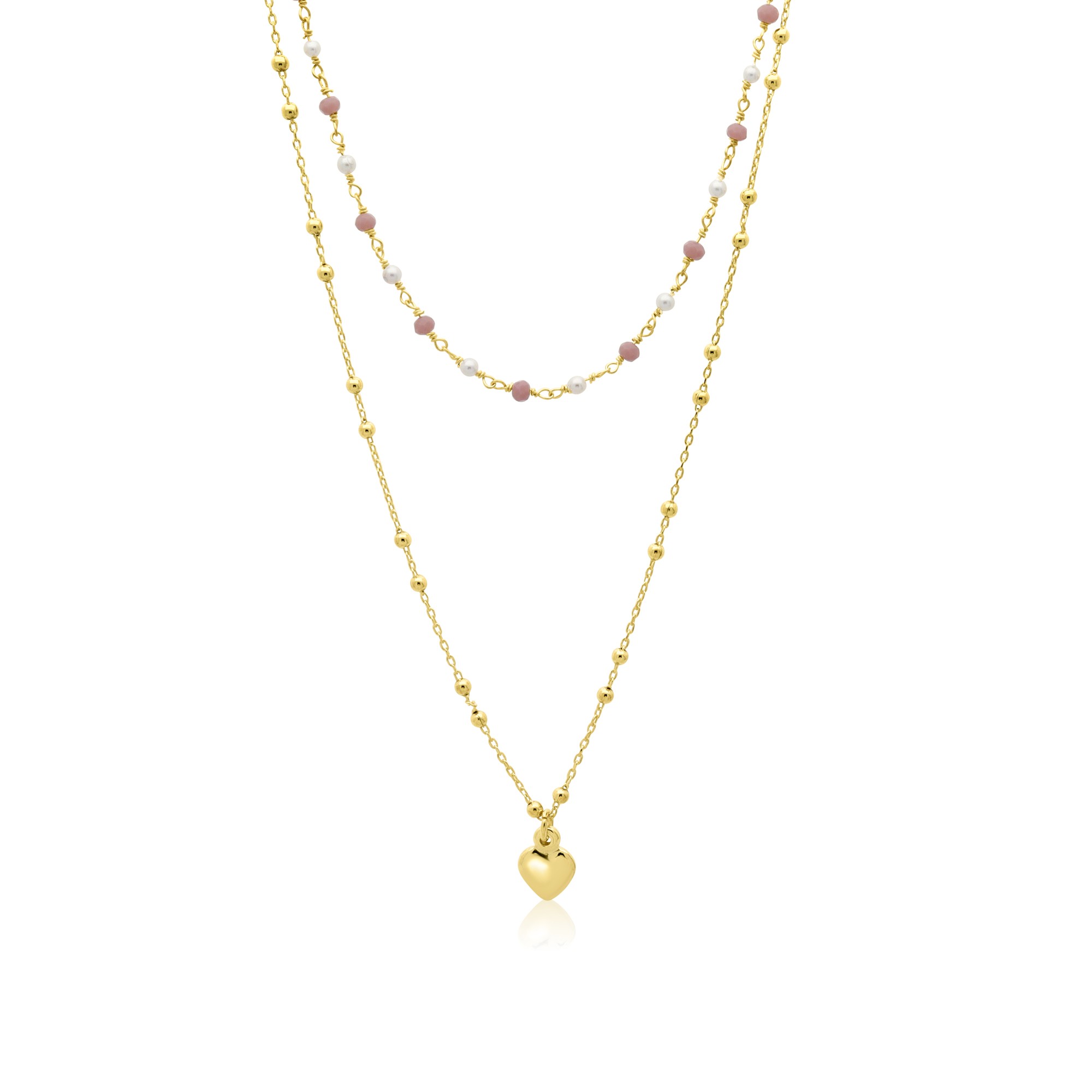 Dream necklace in silver multi-strand with pink stones - LUXURY MILANO