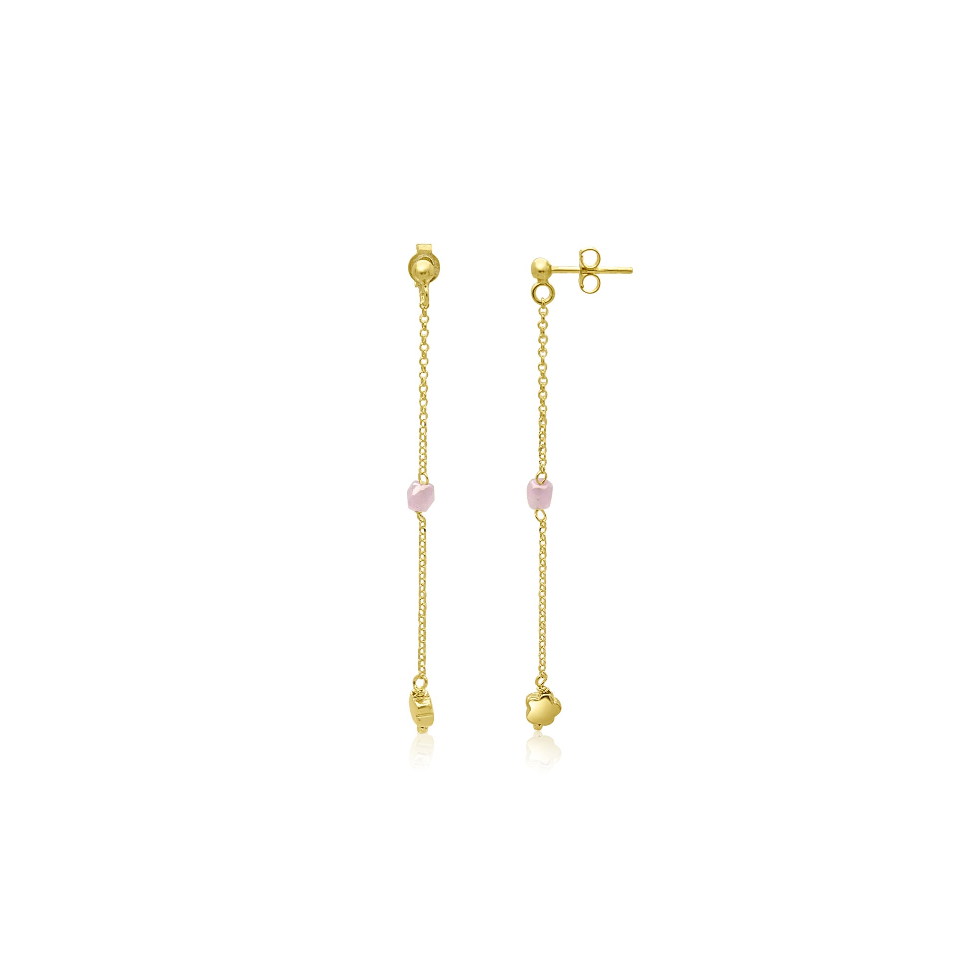 Pendientes Dream en plata con piedra rosa y estrellita - LUXURY MILANO