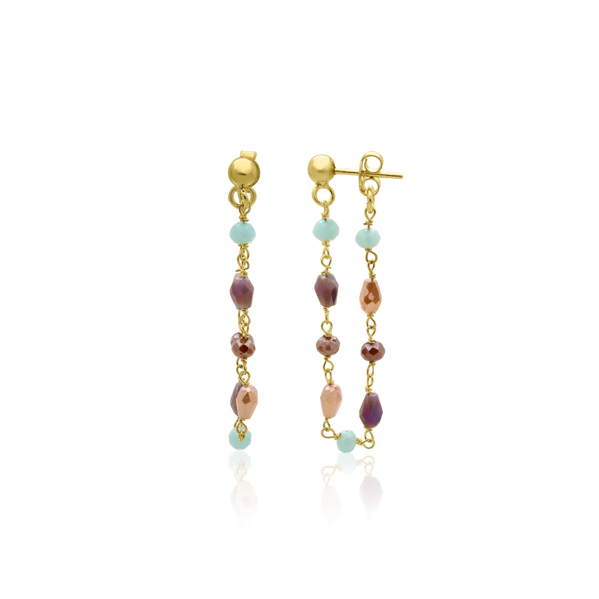 Pendientes Dream en plata y piedras azules y rosas - LUXURY MILANO