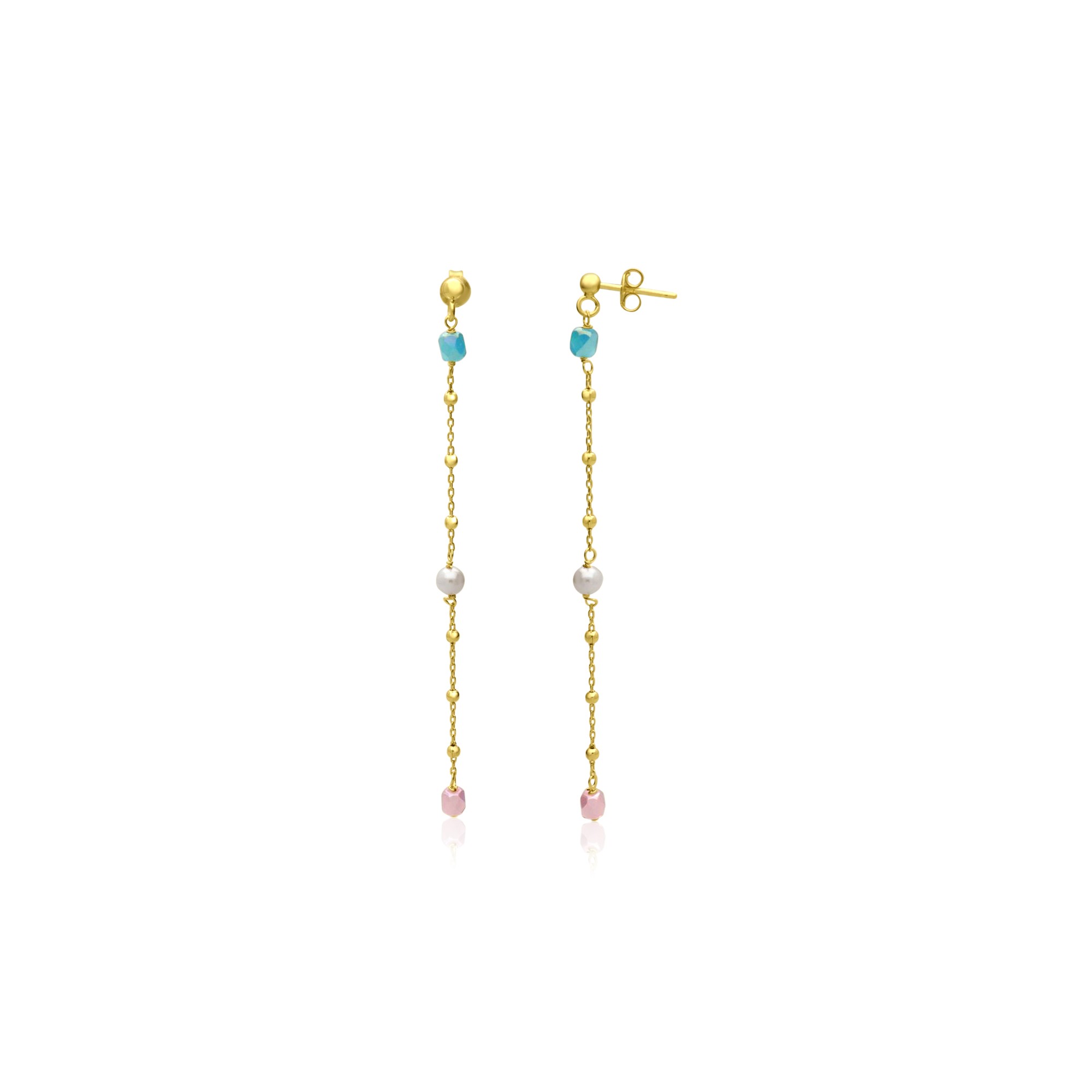 Orecchini Dream in argento con perle azzurre,bianche e rosa - LUXURY MILANO