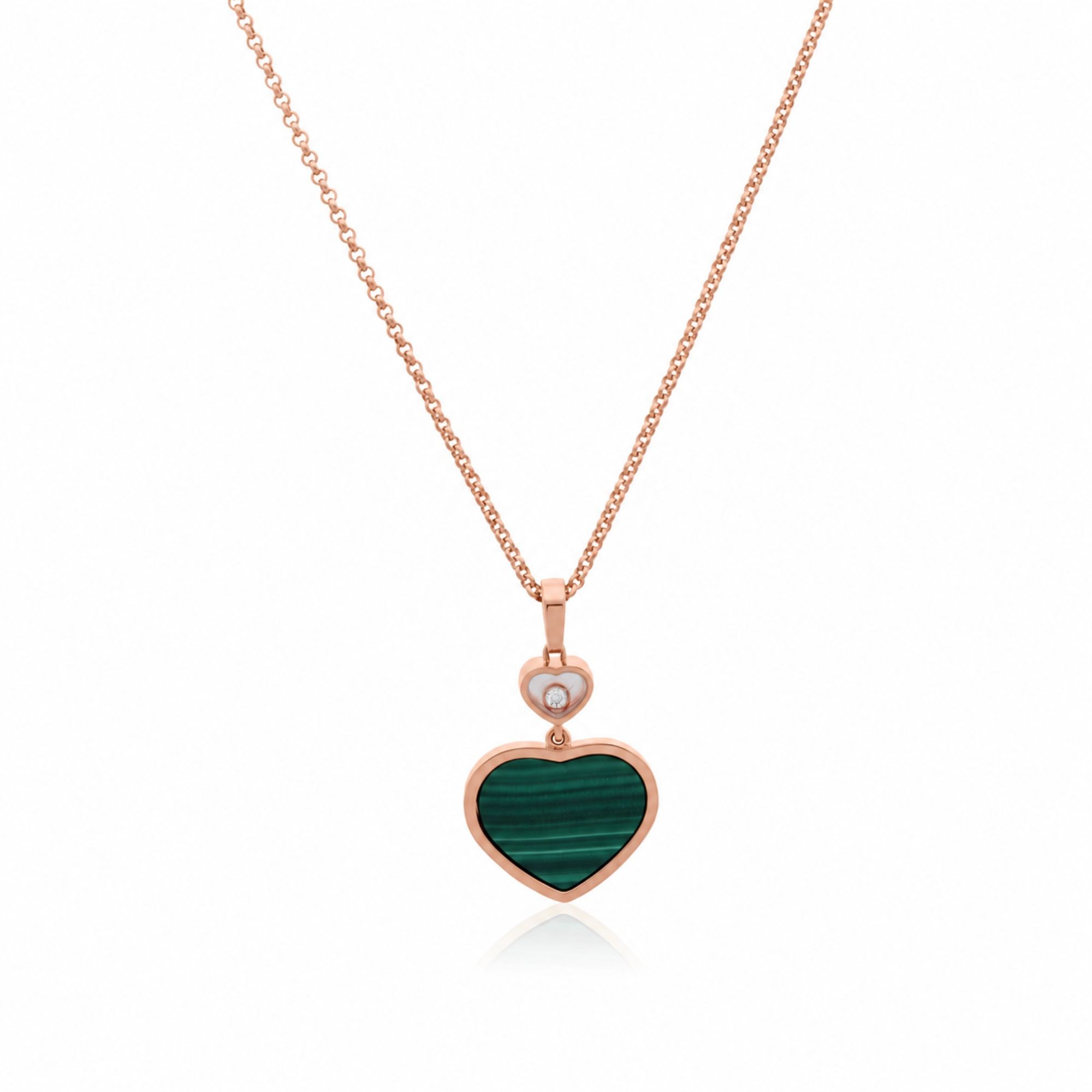 Collar de oro rosa con diamante y malaquita Happy Hearts Chopard - CHOPARD