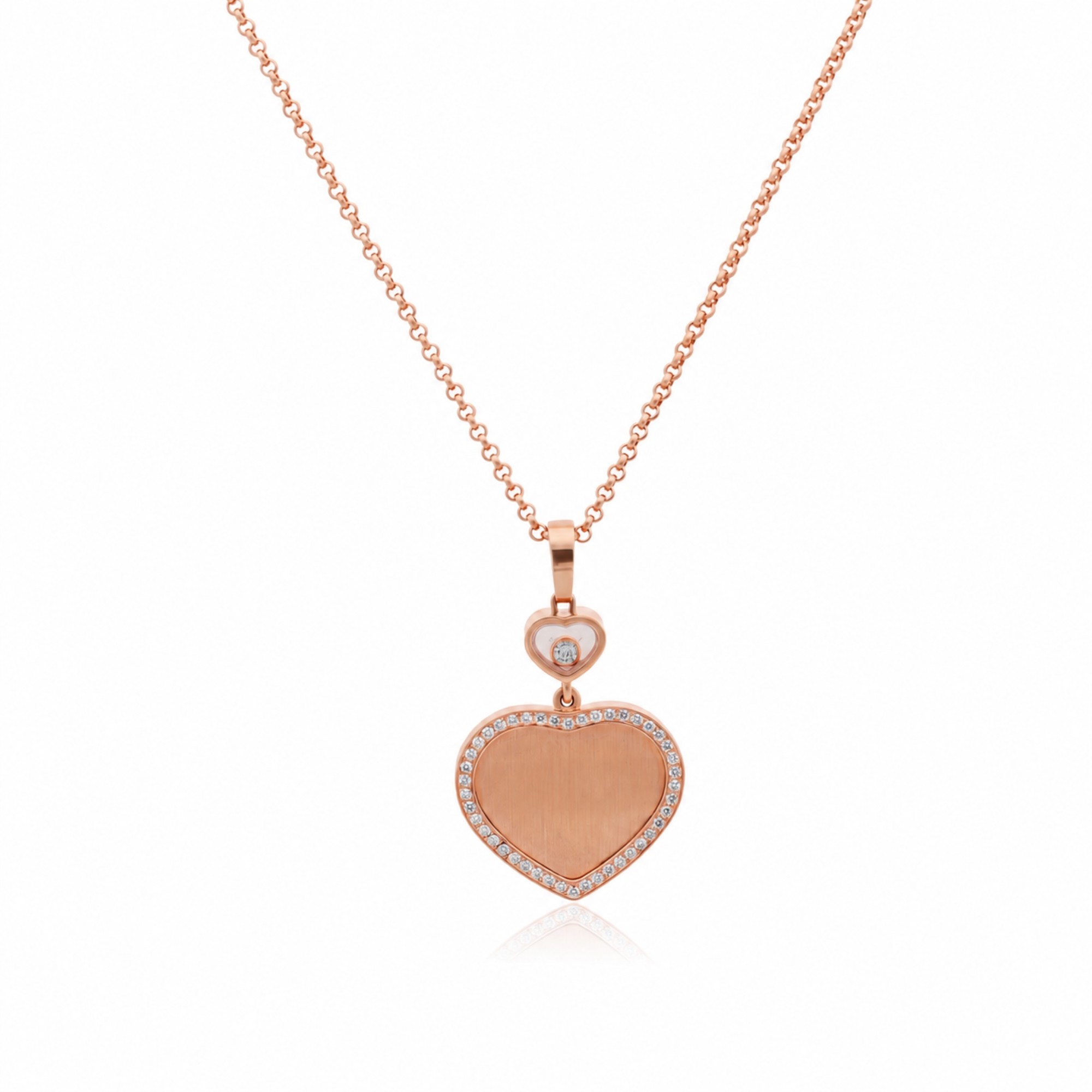 Rose gold necklace with 0.24 ct diamonds adjustable Happy Hearts Chopard - CHOPARD