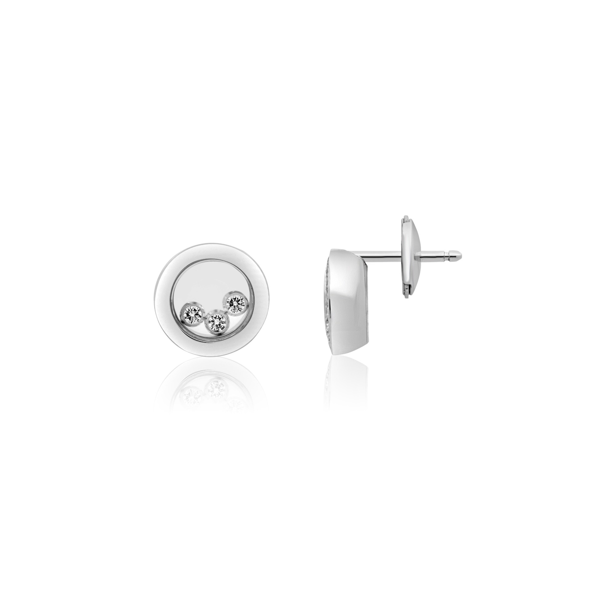 Pendientes de bot&oacute;n en oro blanco con diamantes m&oacute;viles 0,3 ct Happy Diamonds Chopard - CHOPARD