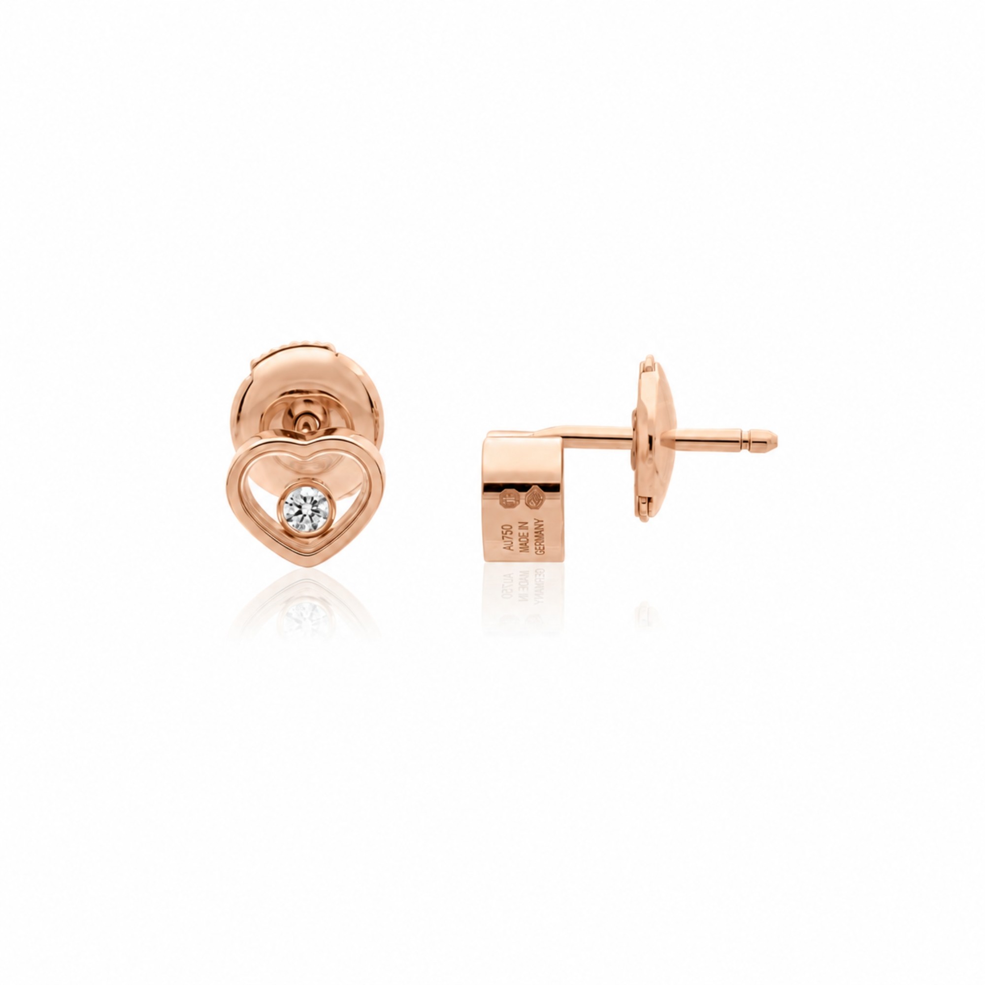 Mono pendiente de bot&oacute;n en oro rosa con diamante m&oacute;vil 0,05 ct My Happy Hearts Chopard - CHOPARD