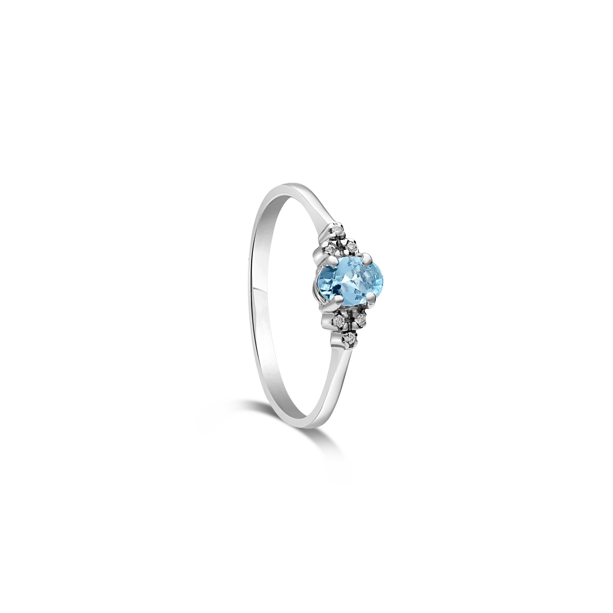 Anello in oro con diamanti e acquamarina - LUXURY MILANO