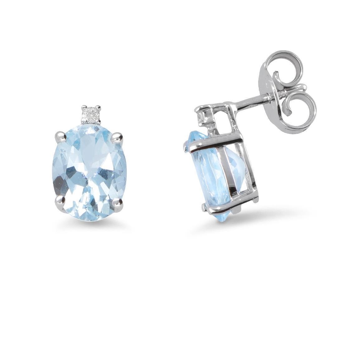 Gold earrings with diamonds and aquamarine - LUXURY MILANO