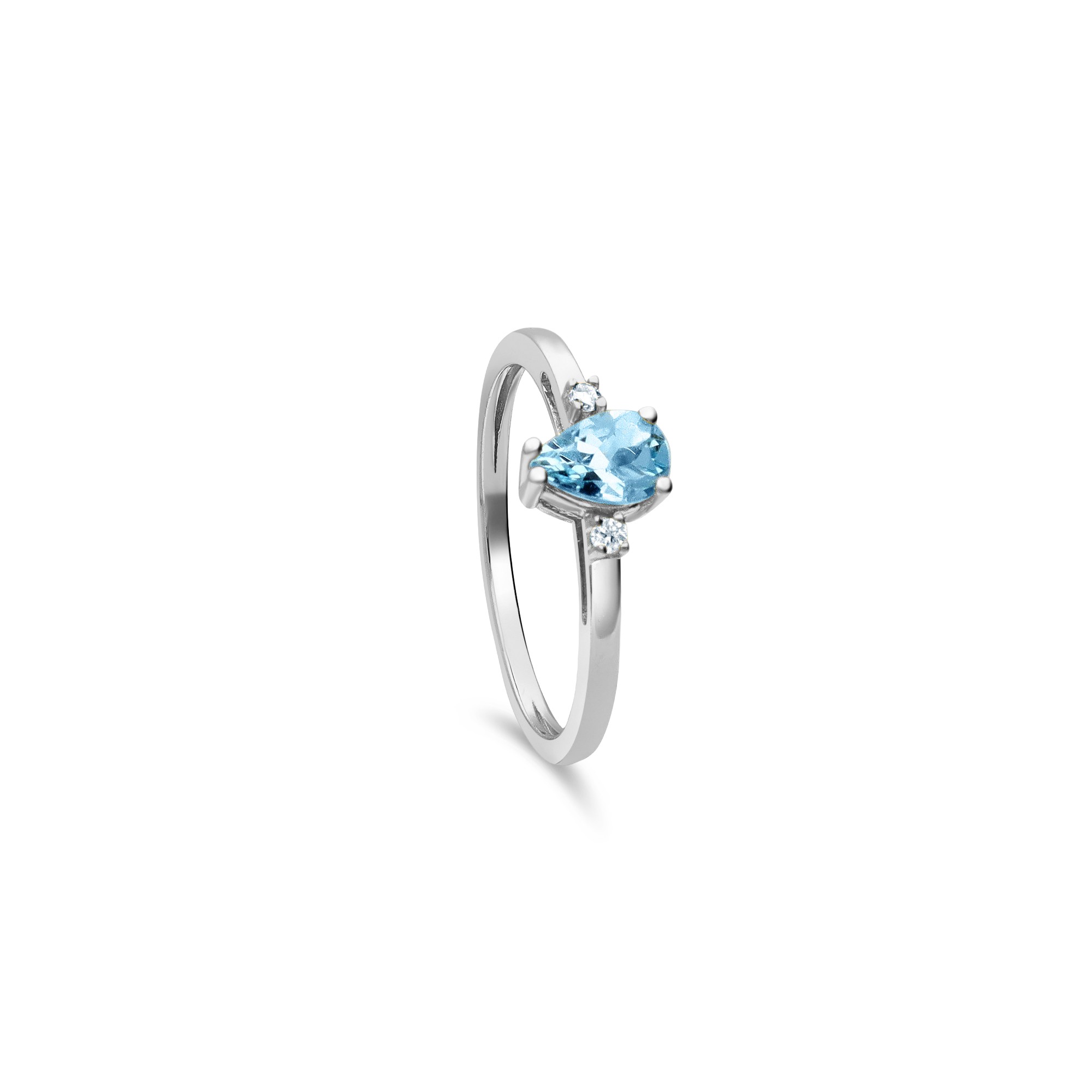 Anello in oro con diamanti e acquamarina - LUXURY MILANO