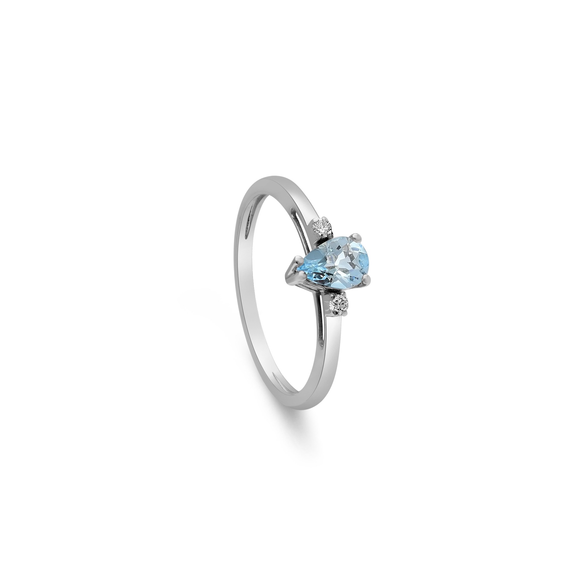 Anello in oro con diamanti e acquamarina - LUXURY MILANO