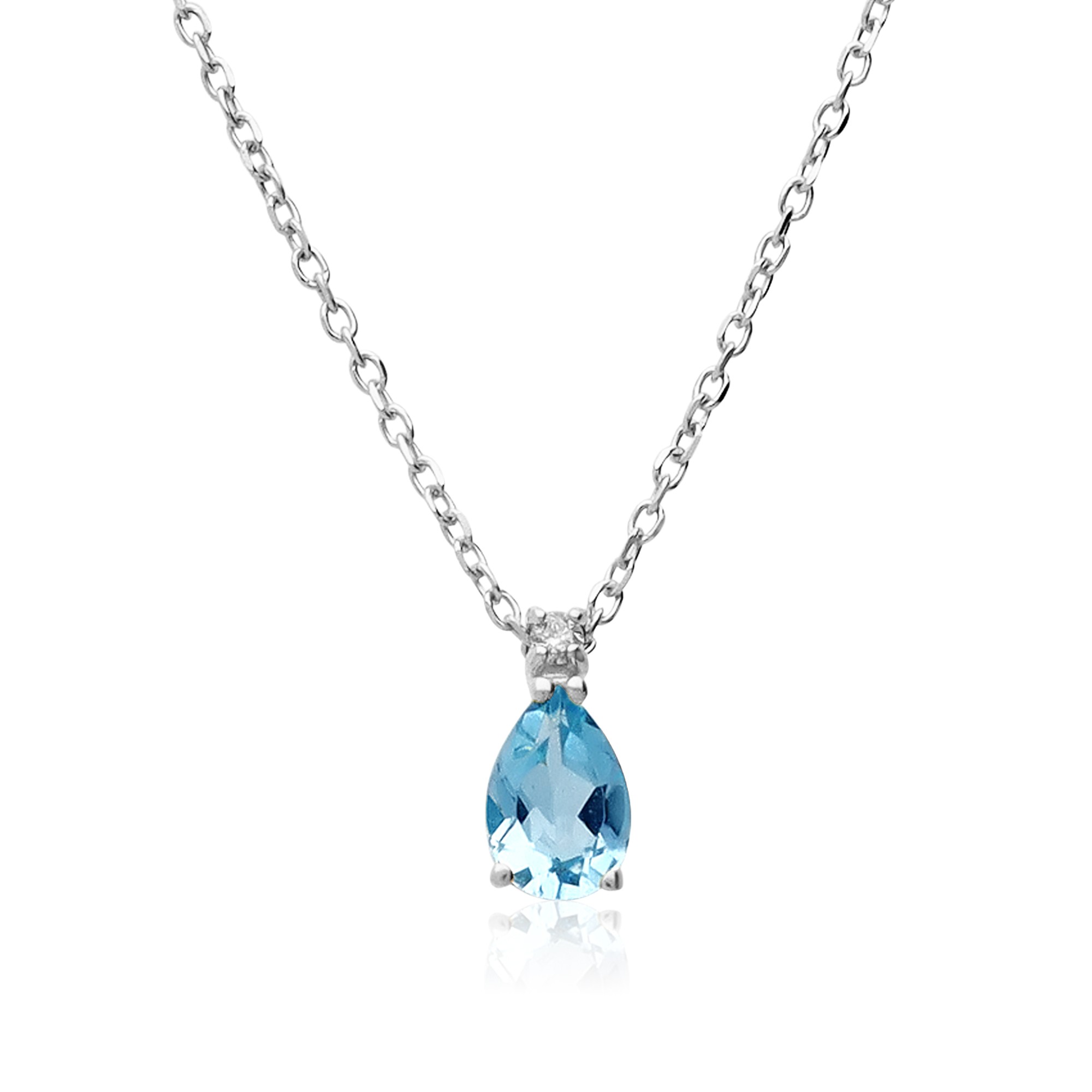 Collana in oro con diamanti e acquamarina - LUXURY MILANO