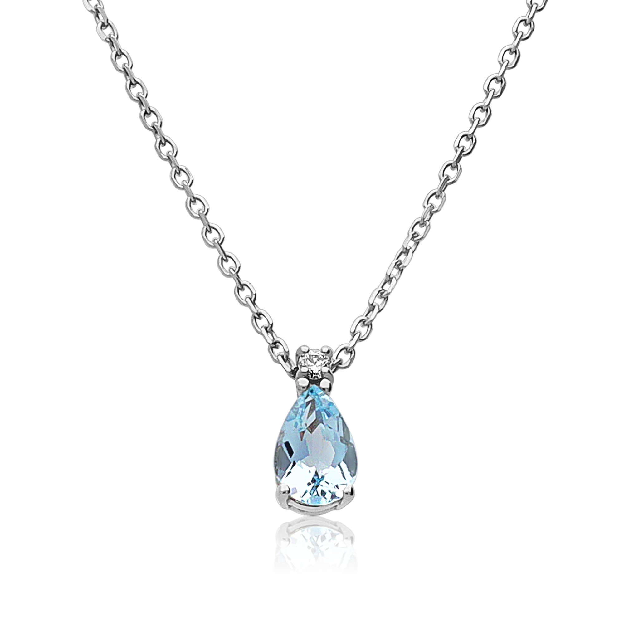 Collar de oro con diamantes y aguamarina - LUXURY MILANO