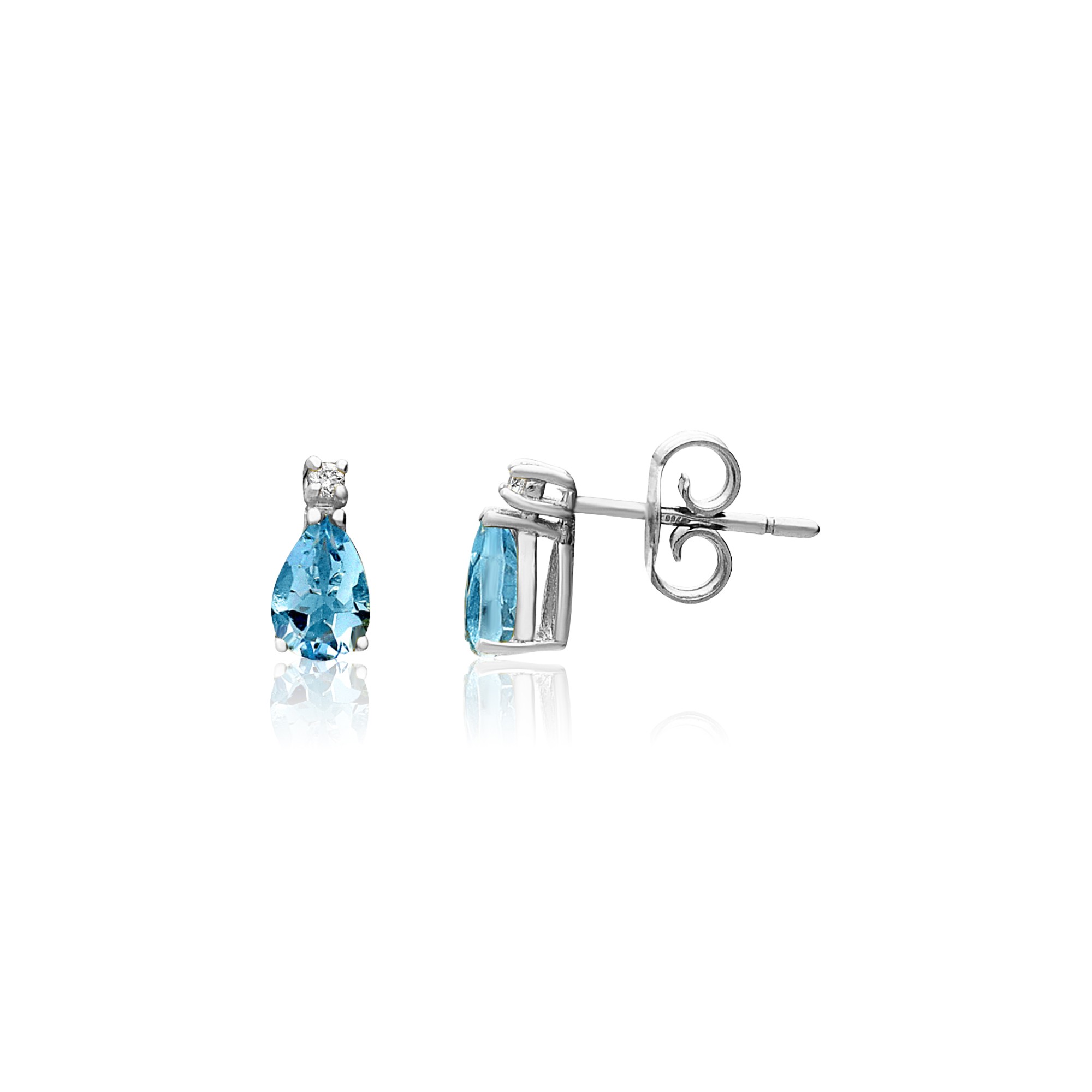 Gold earrings with diamonds and aquamarine - LUXURY MILANO
