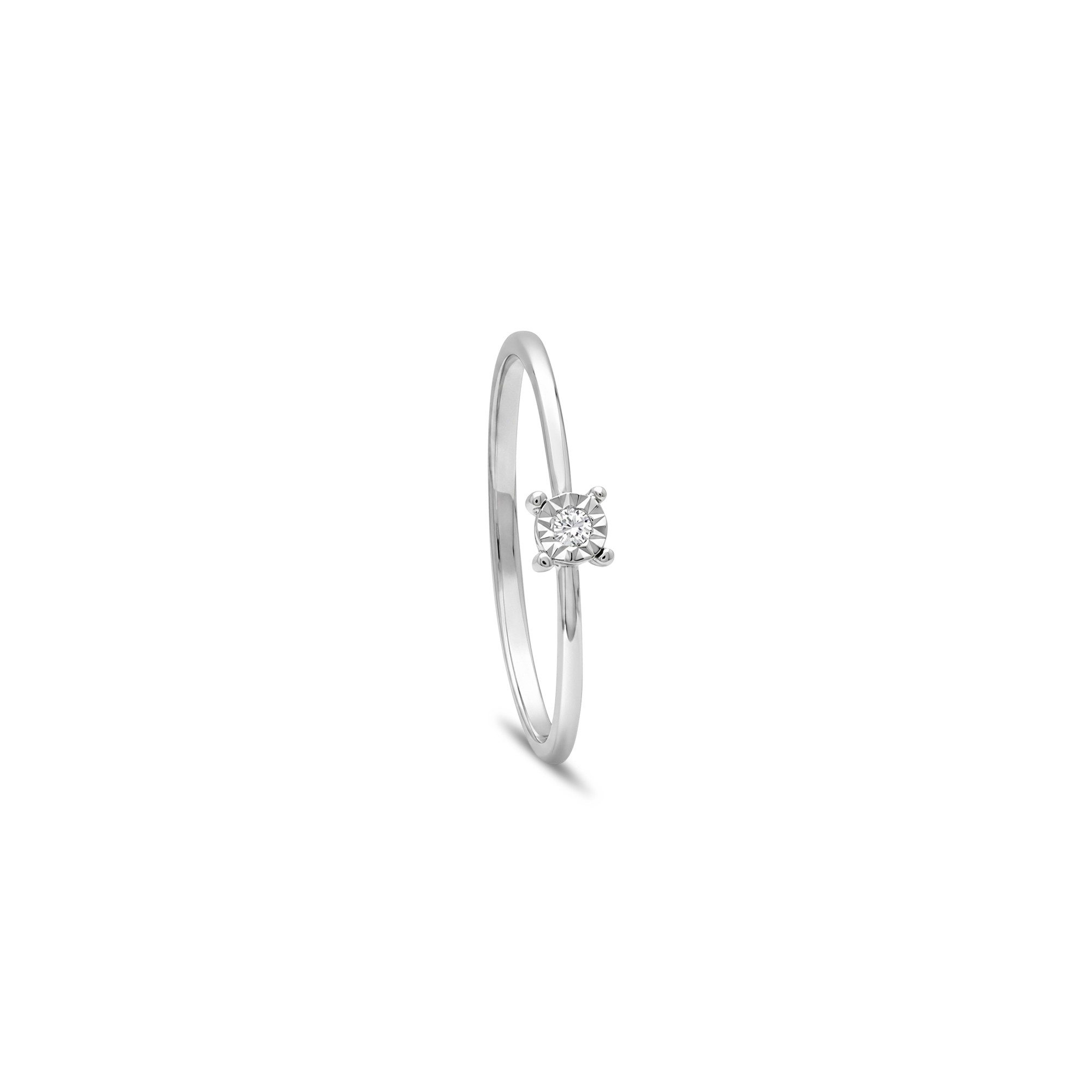 Anello solitario in oro bianco 18kt con diamanti - LUXURY MILANO