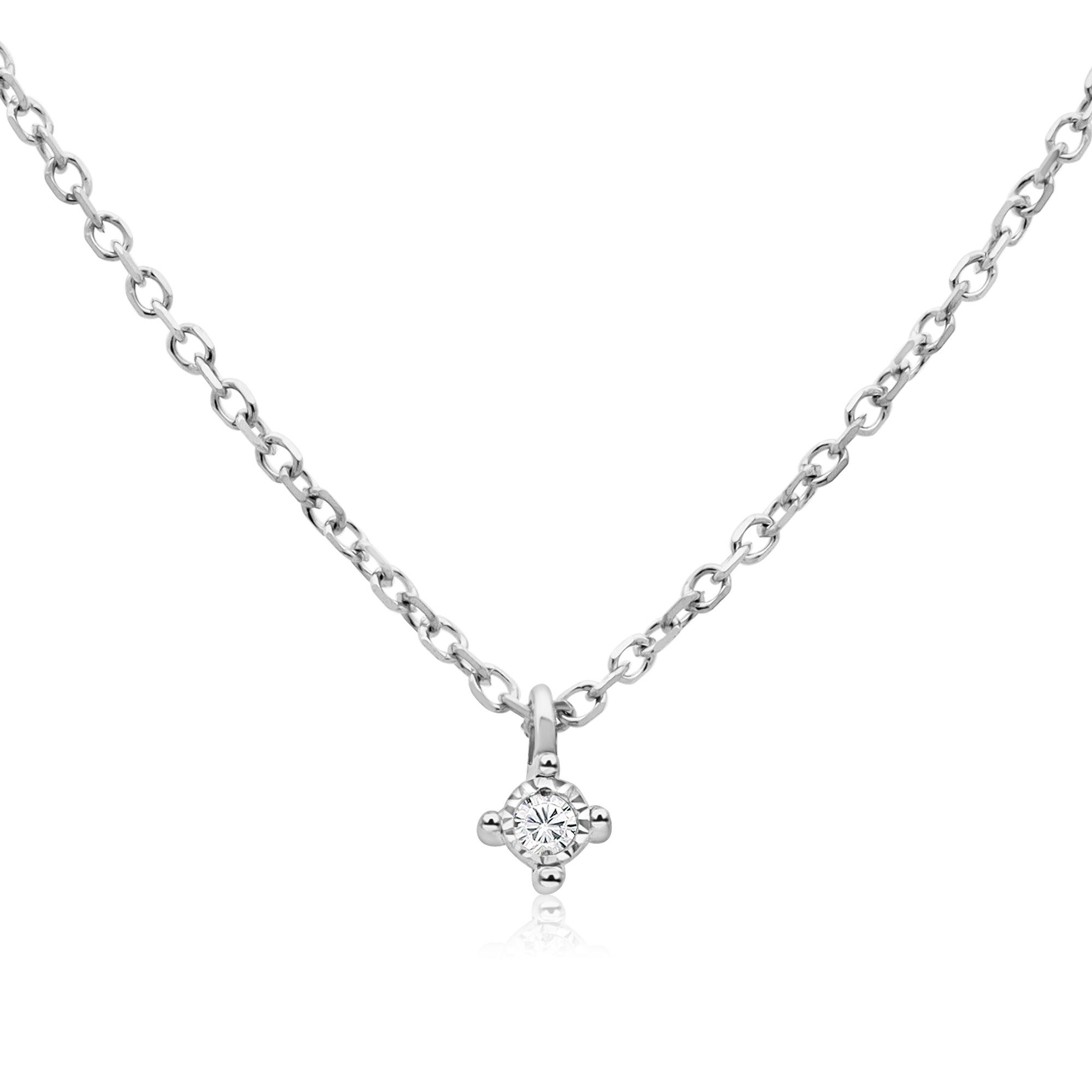 Collana punto luce in oro bianco 18kt con diamante - LUXURY MILANO