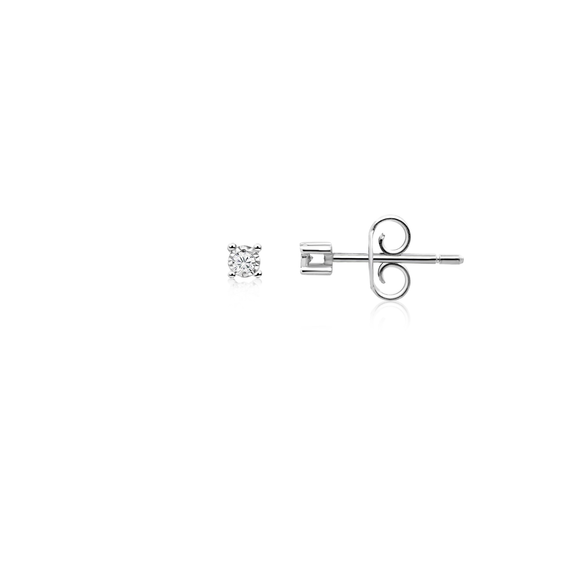 Pendientes punto de luz de oro blanco de 18 kt con diamantes - LUXURY MILANO