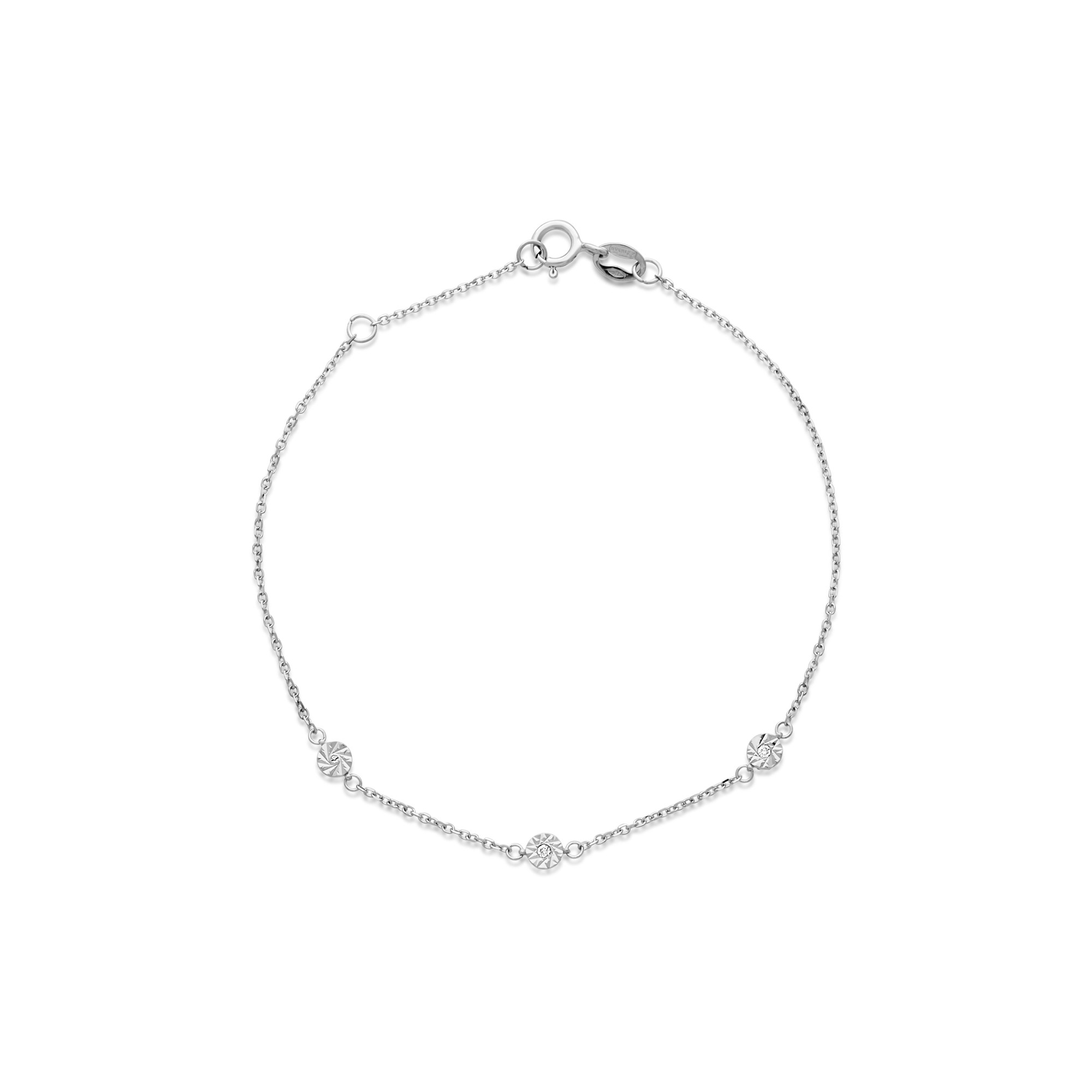 Pulsera charm de oro blanco con diamantes 0,024 ct - LUXURY MILANO