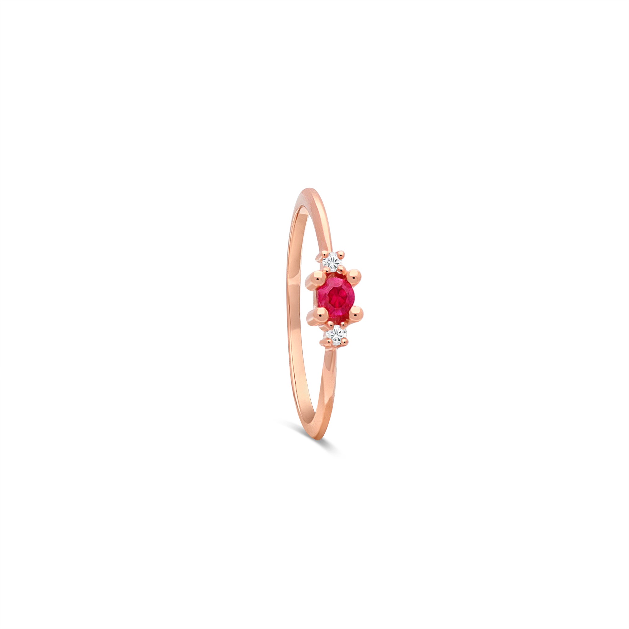 Rose gold ring with diamond and ruby iride luxury milano size 13 - LUXURY MILANO