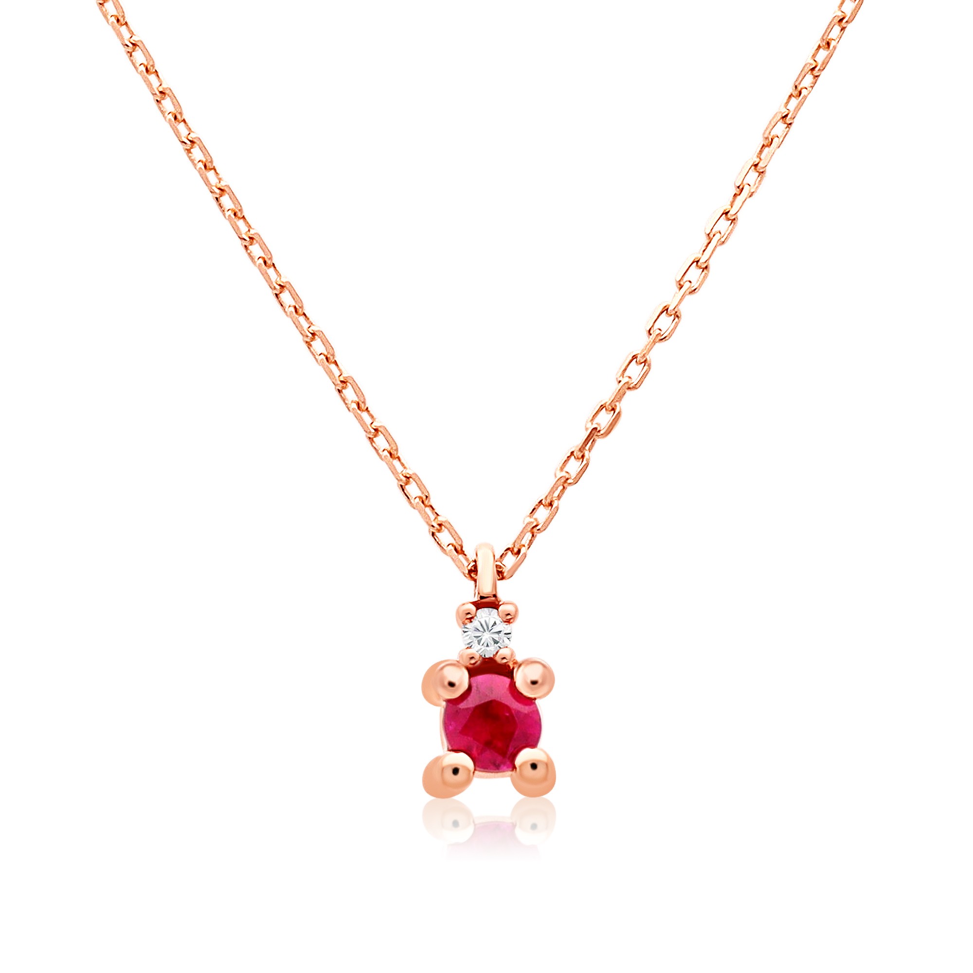 Rose gold necklace with diamond and ruby iride luxury milano - LUXURY MILANO