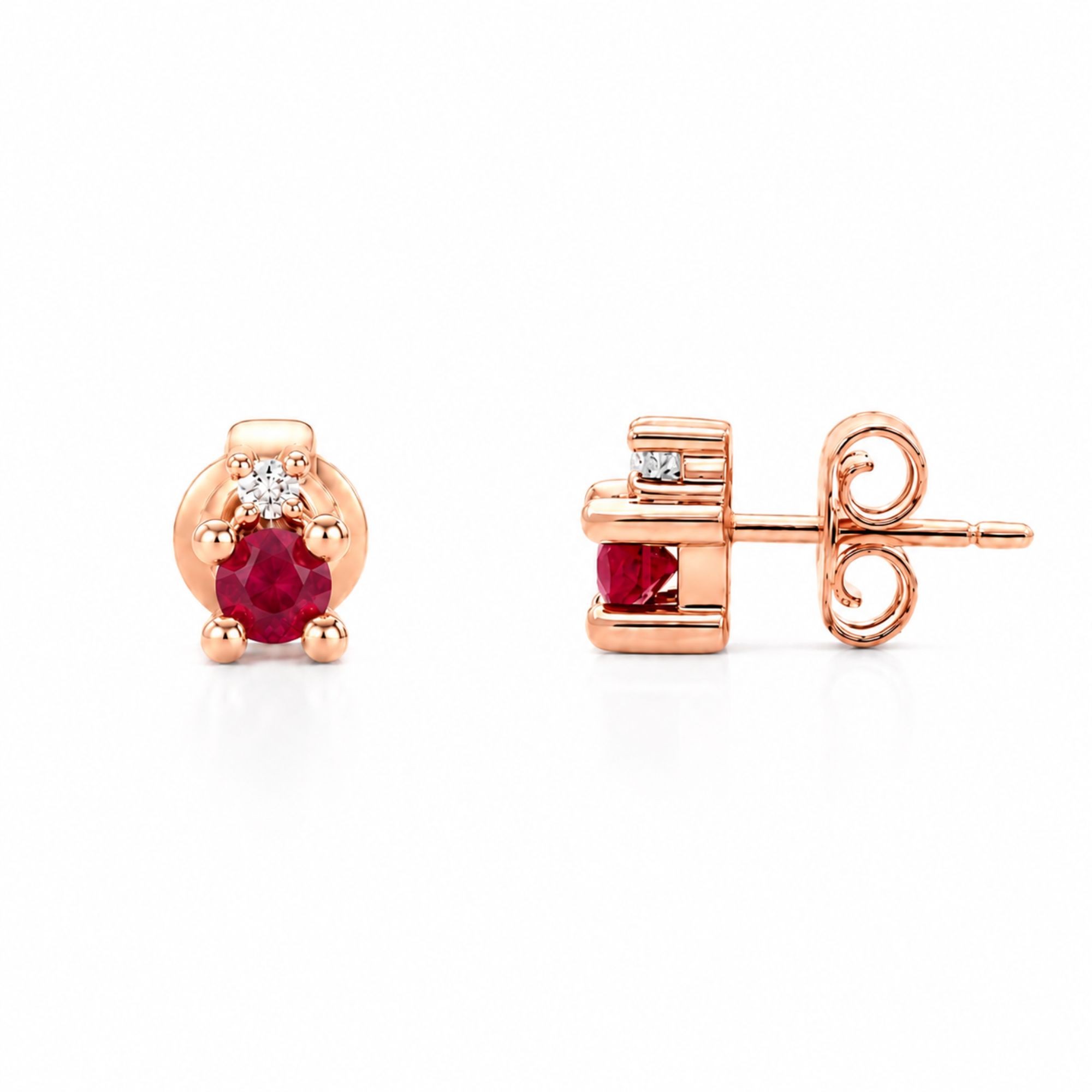 Luxury Milano Iride 9kt rose gold earrings with diamond and ruby - LUXURY MILANO