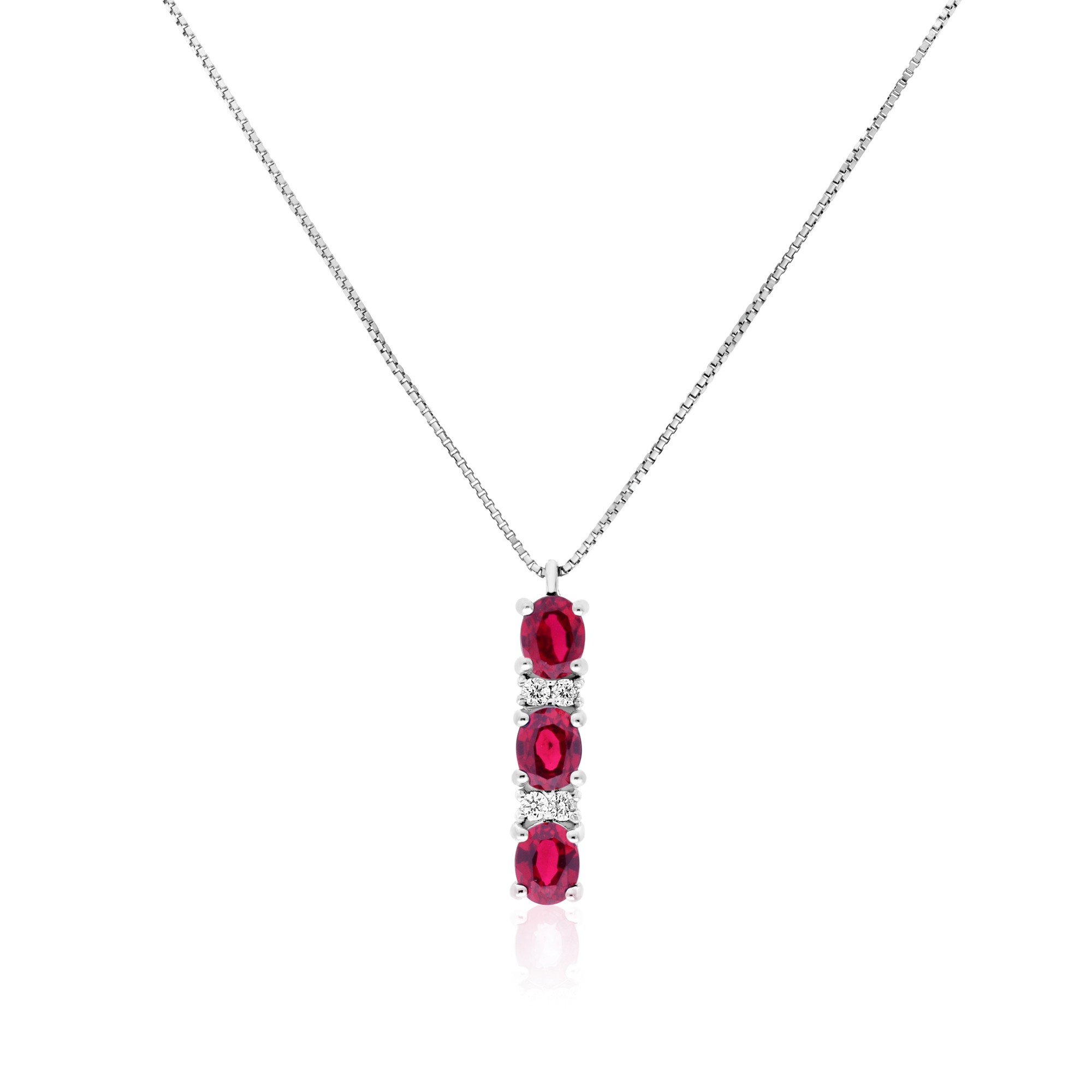 18Kt white gold necklace with ruby and diamonds luxury milano - LUXURY MILANO