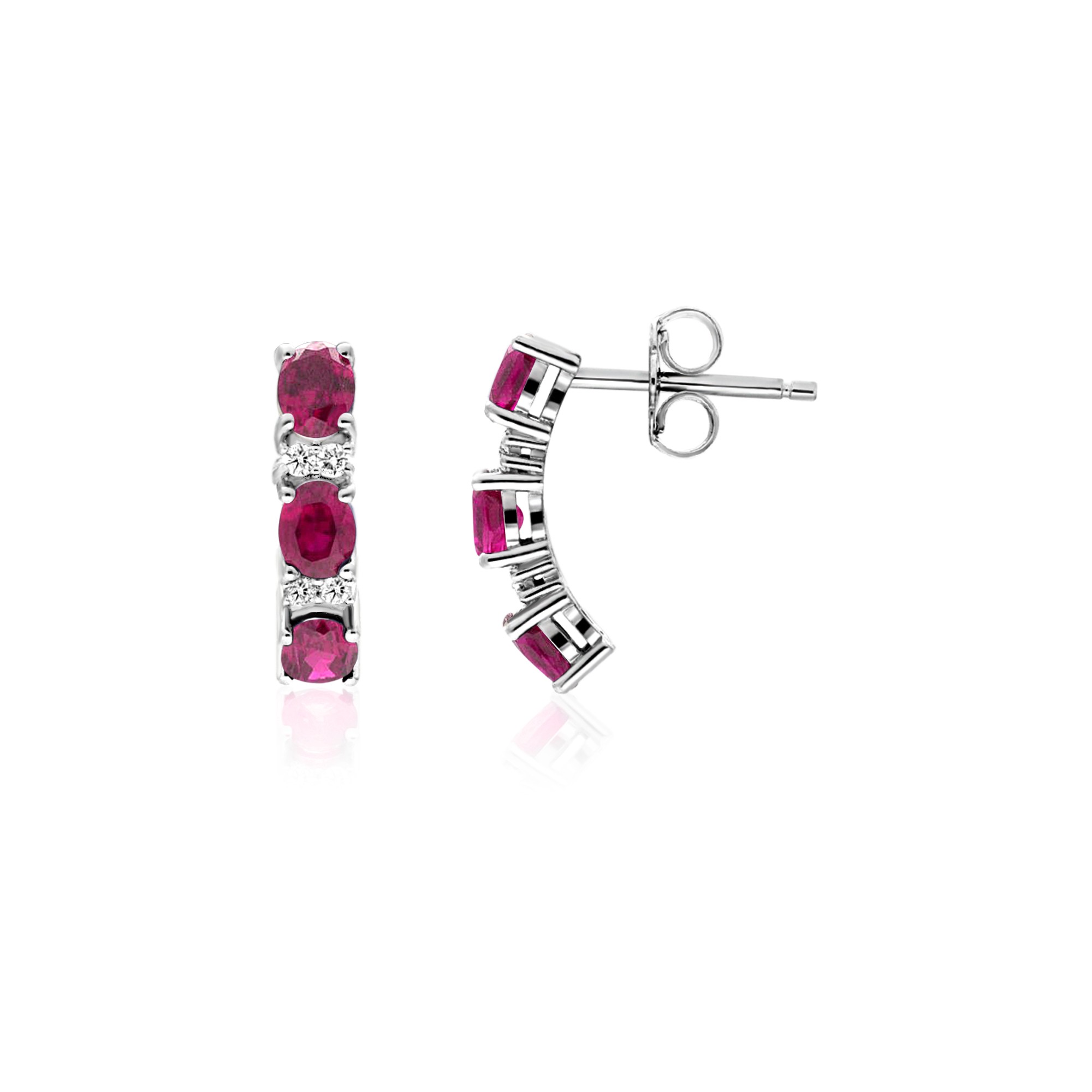 18Kt white gold earrings with rubies and diamonds luxury milano - LUXURY MILANO