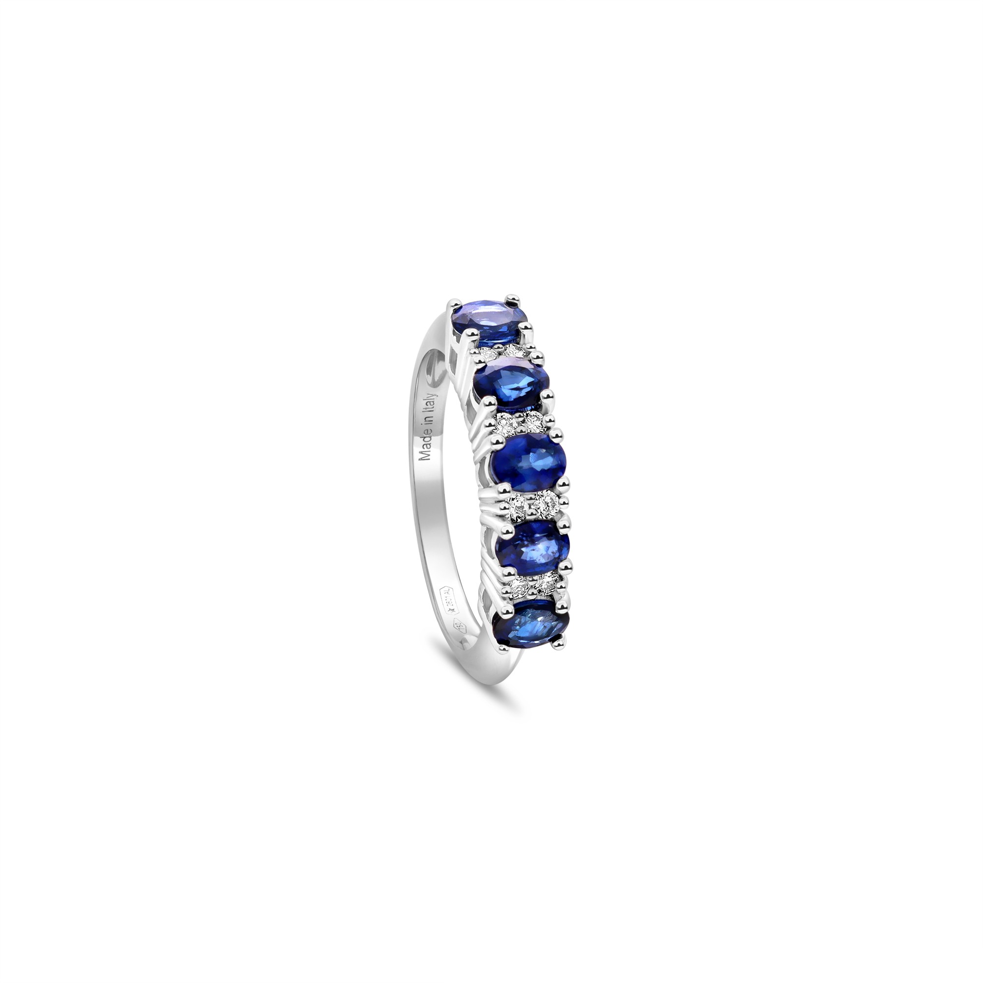 Anillo de oro blanco 18kt con zafiros y diamantes luxury milano - LUXURY MILANO