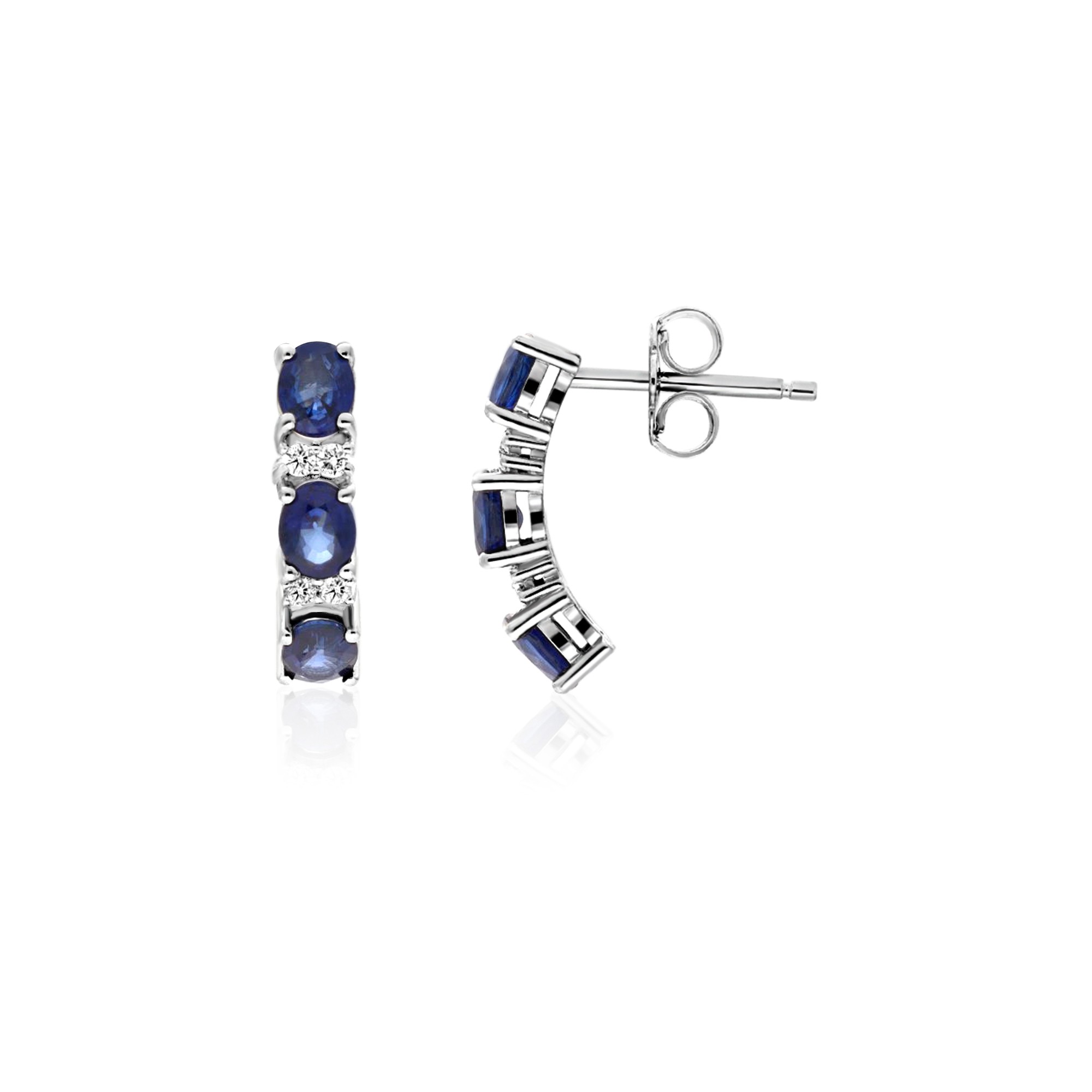 Pendientes de oro blanco 18kt con zafiros y diamantes luxury milano - LUXURY MILANO