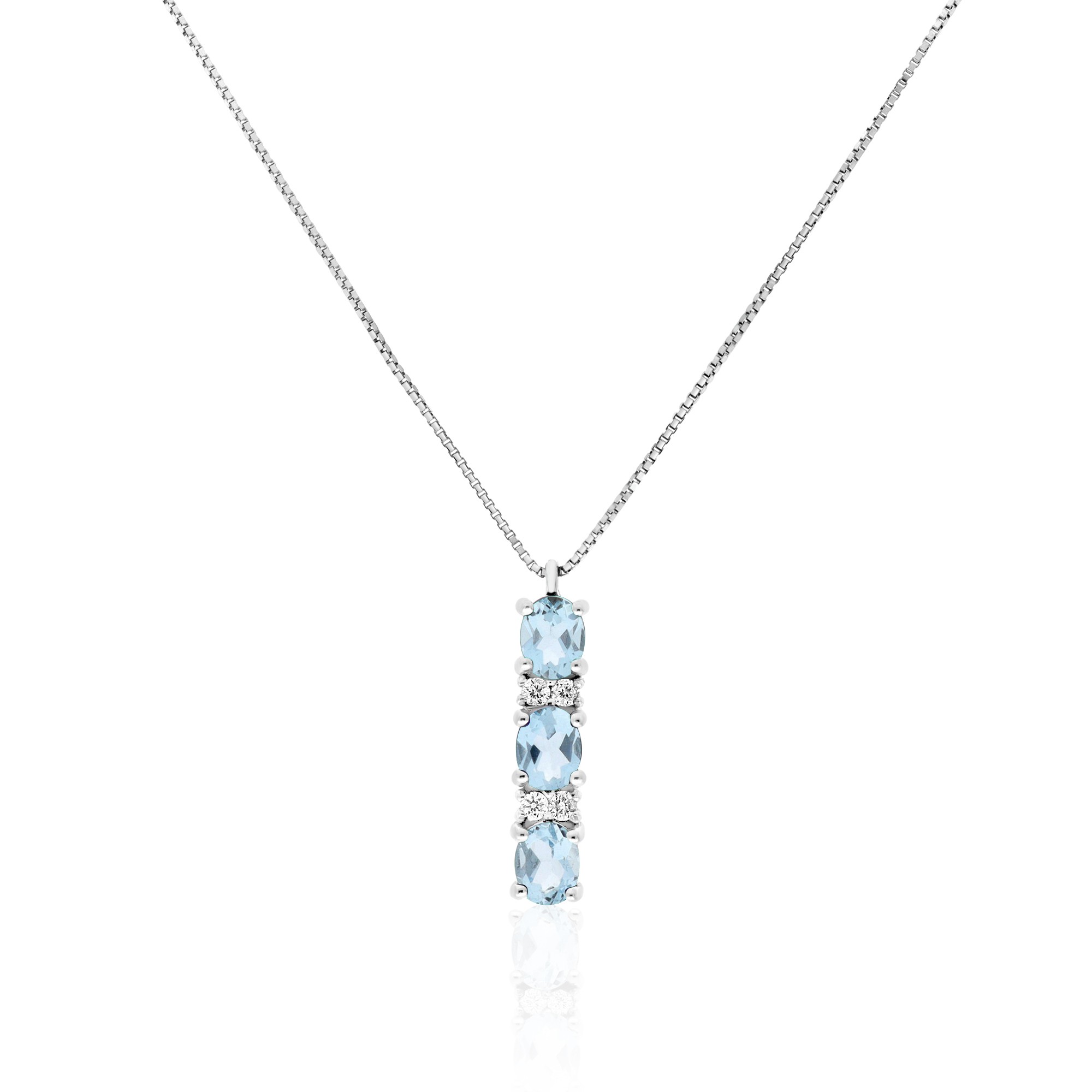 Collar de oro blanco 18kt con aguamarina y diamantes luxury milano - LUXURY MILANO
