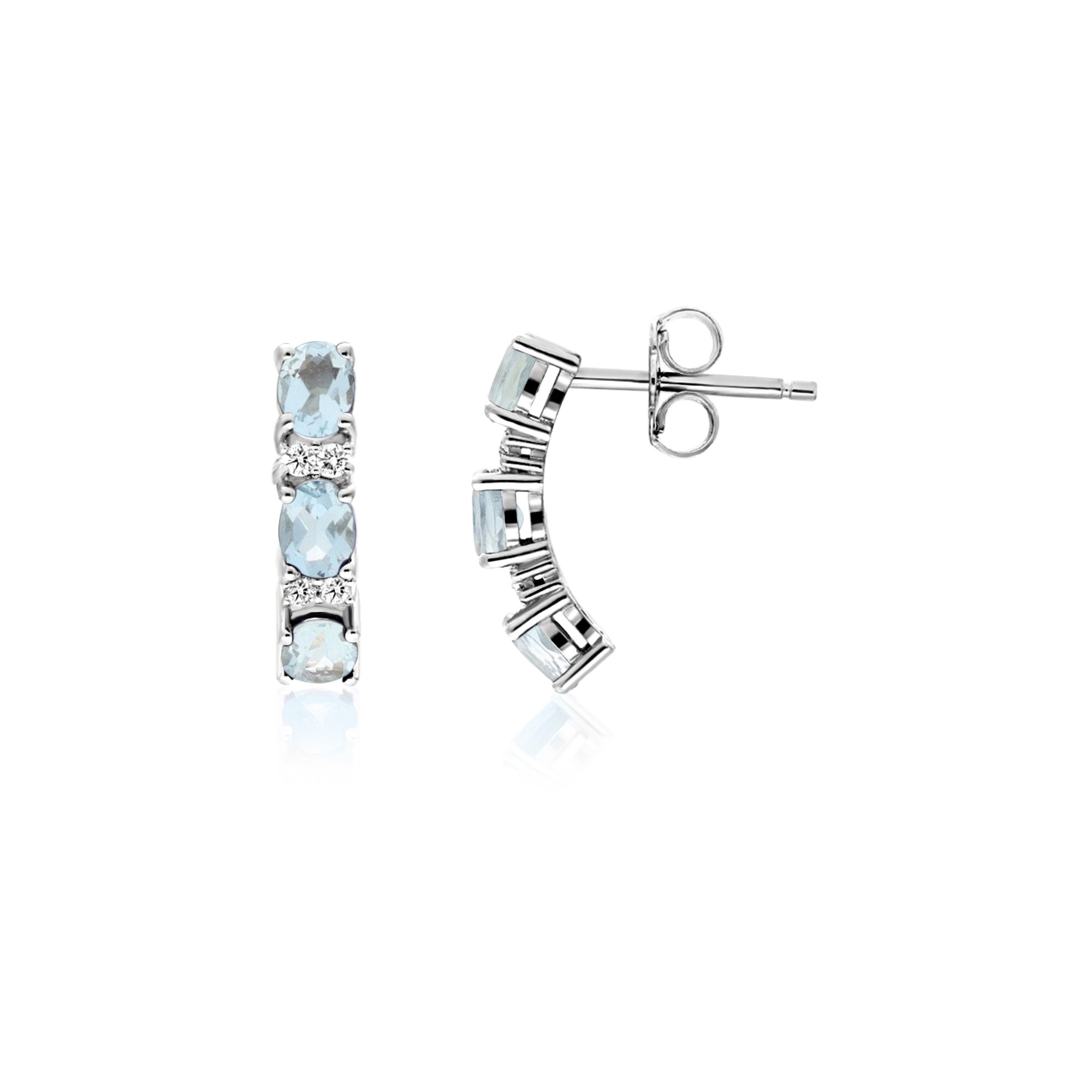 Pendientes de oro blanco 18kt con aguamarina y diamantes luxury milano - LUXURY MILANO