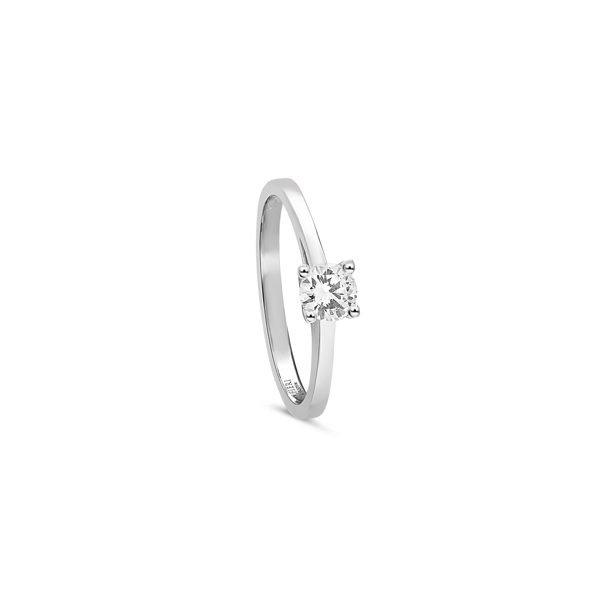Solitaire ring 18kt white gold diamond 0.30Ct alfieri & st. John size 16 - ALFIERI & ST. JOHN