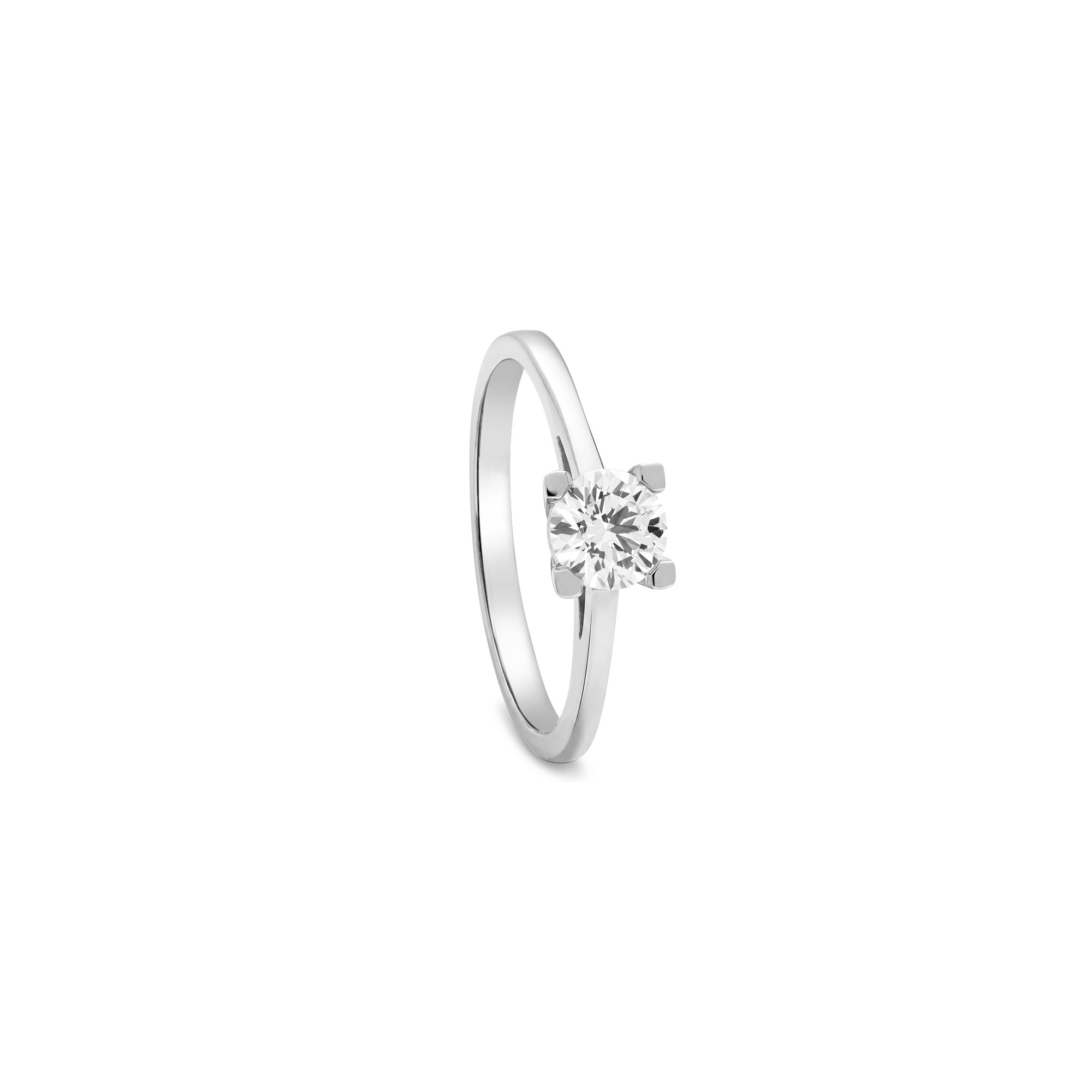 Solitaire ring 4 prongs 18kt white gold diamond 0.50Ct alfieri & st. John size 14 - ALFIERI & ST. JOHN