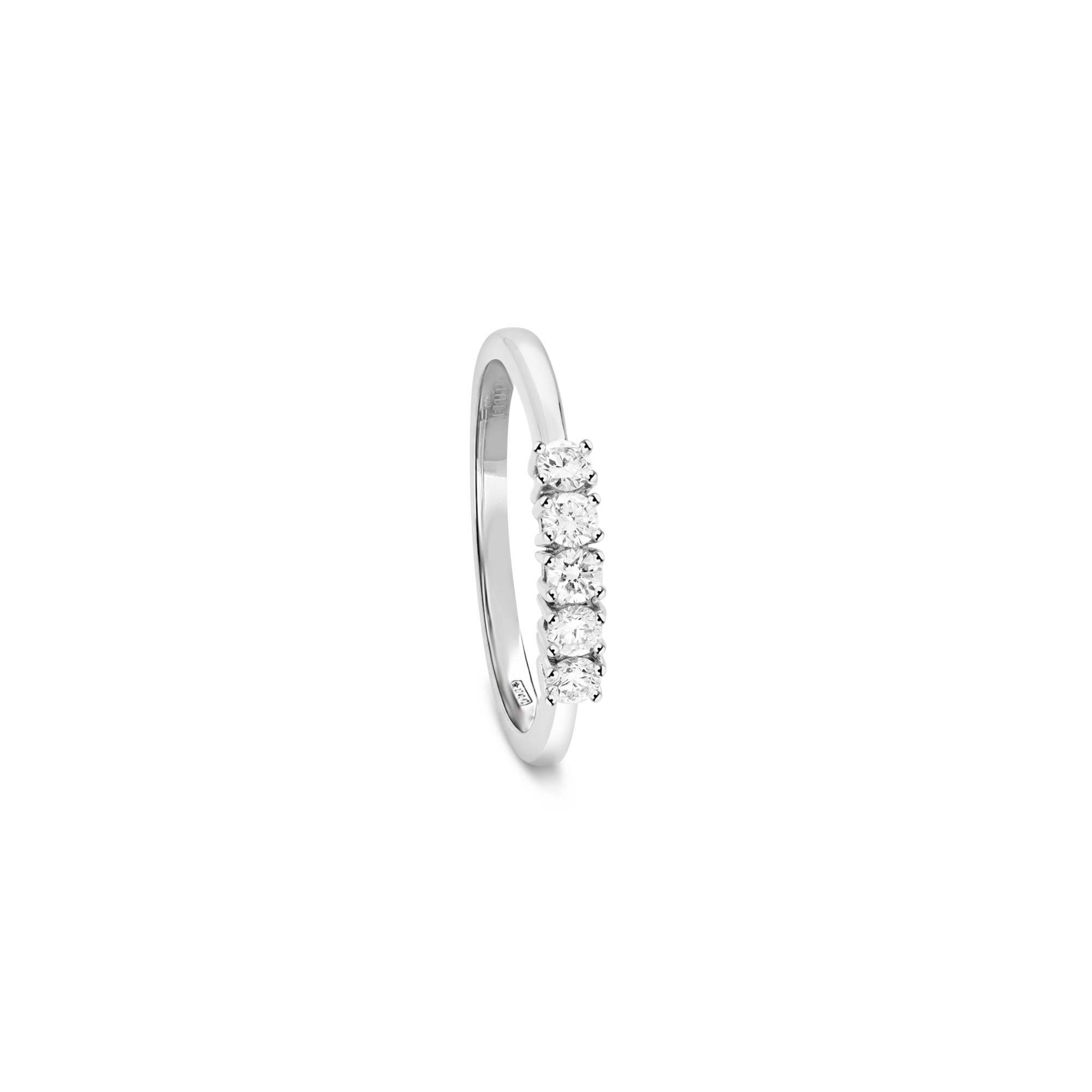 Riviere ring 5 stones 18kt white gold diamond 0.25Ct alfieri & st. John size 14 - ALFIERI & ST. JOHN