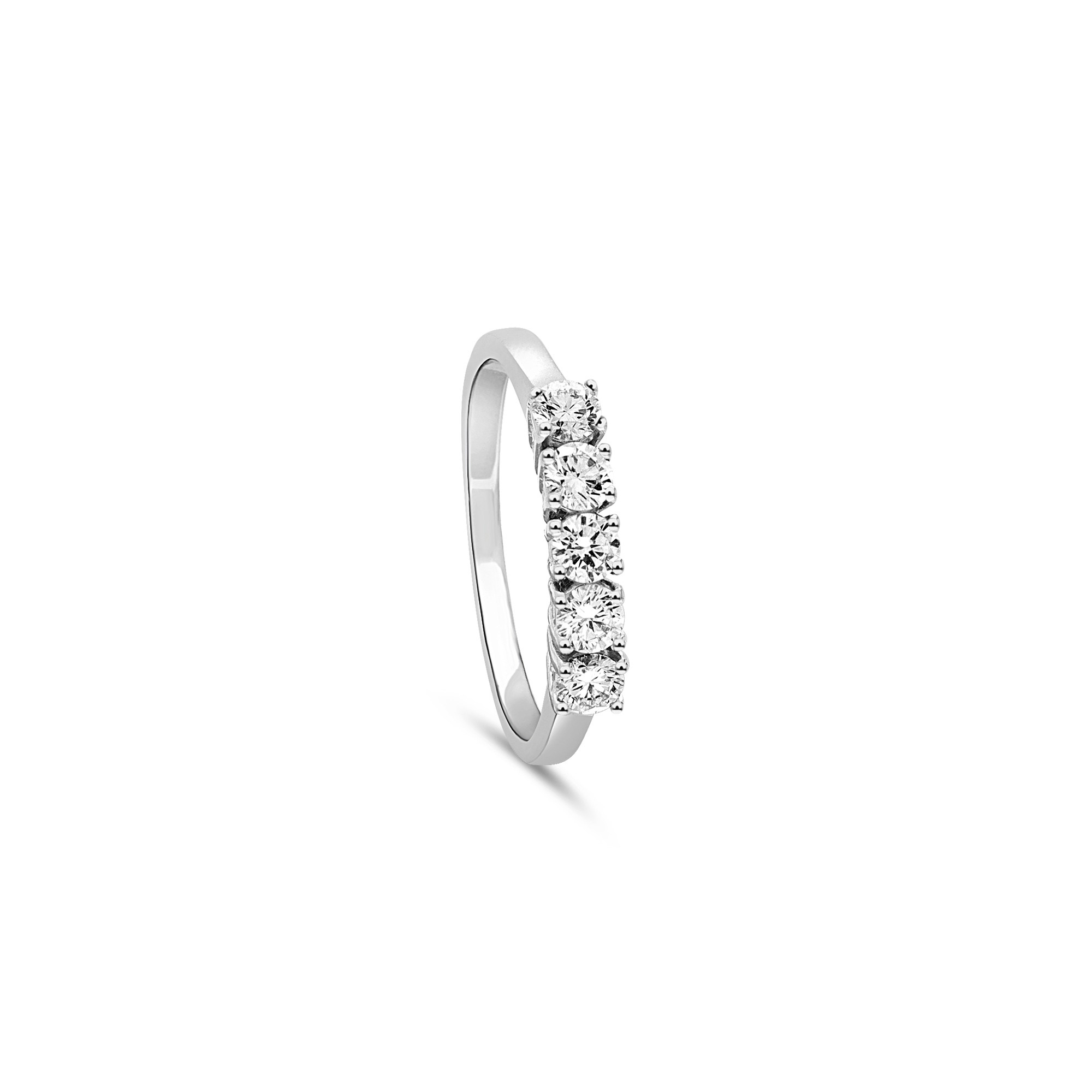18kt white gold five-stone rivi&egrave;re ring with 0.50ct diamonds by Alfieri & St. John - ALFIERI & ST. JOHN