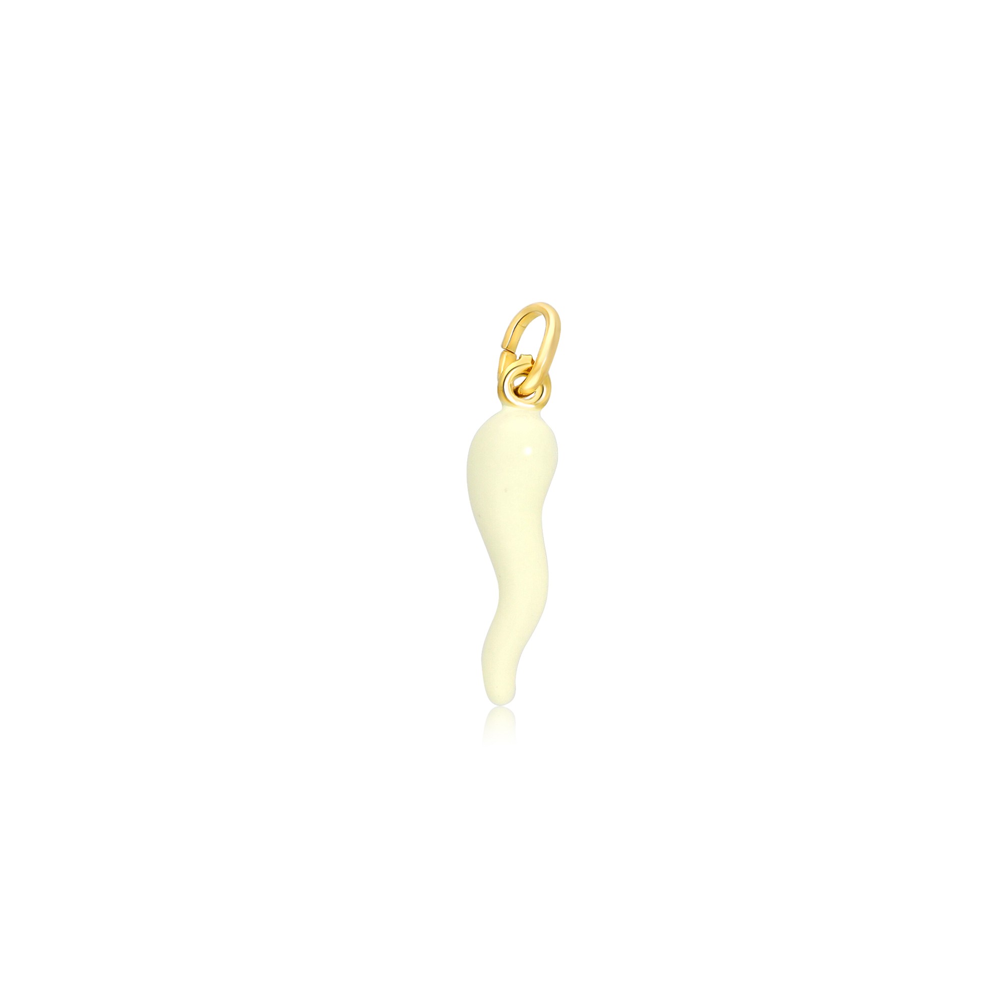 Pendente corno smalto milky in argento dorato 3 cm - LUXURY MILANO