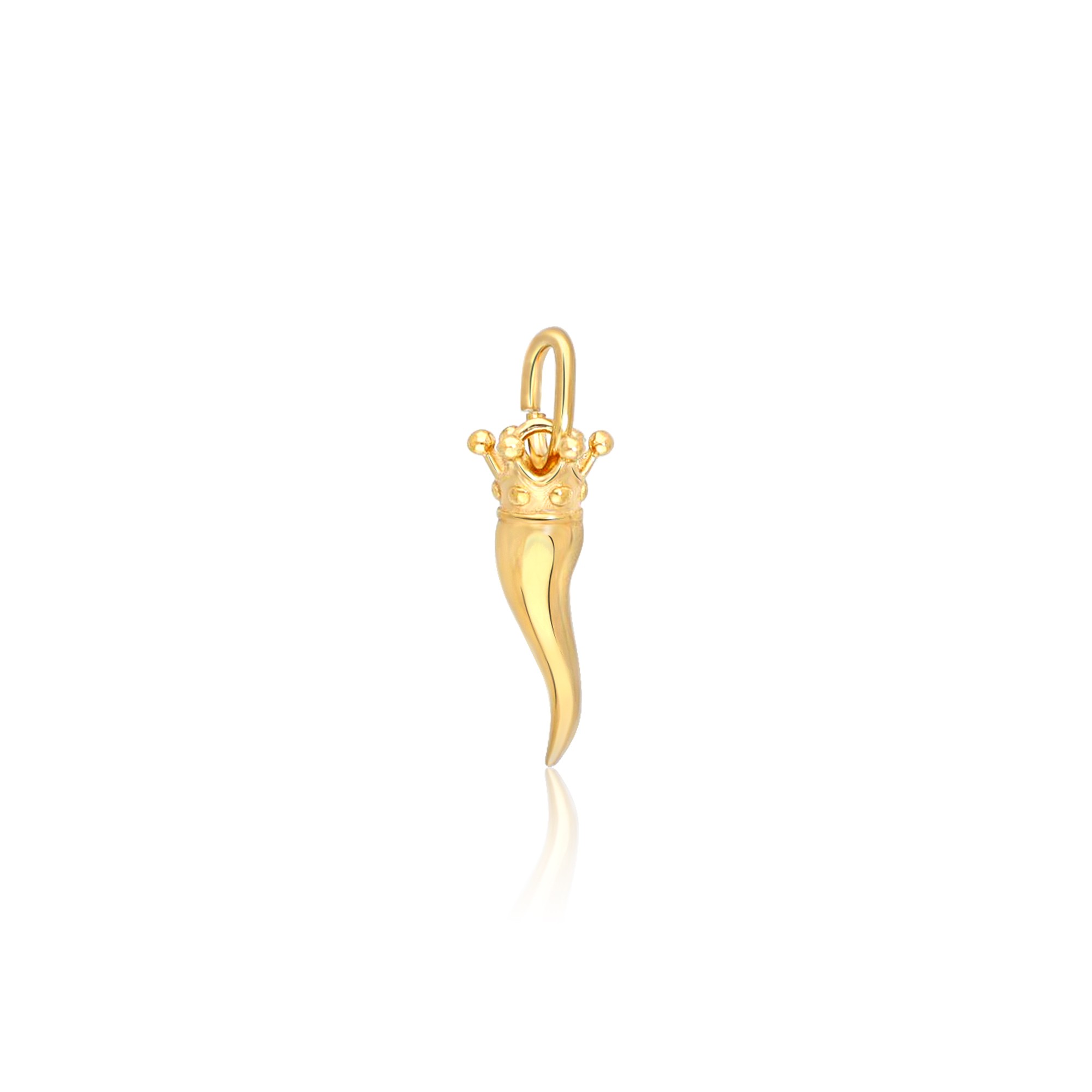 Pendente corno mini con corona in argento dorato - LUXURY MILANO