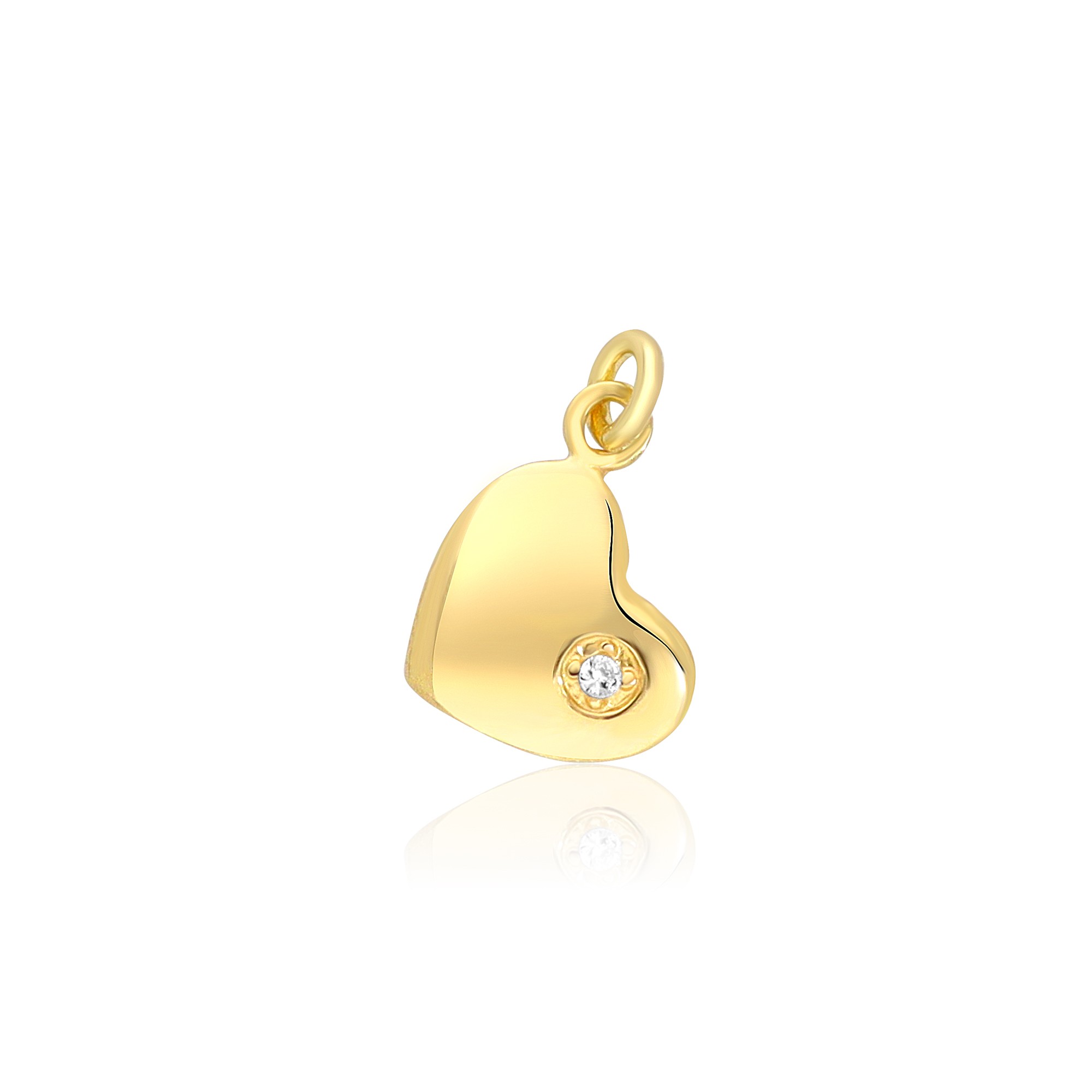 Pendente cuoricino in argento 925 dorato con zircone - LUXURY MILANO