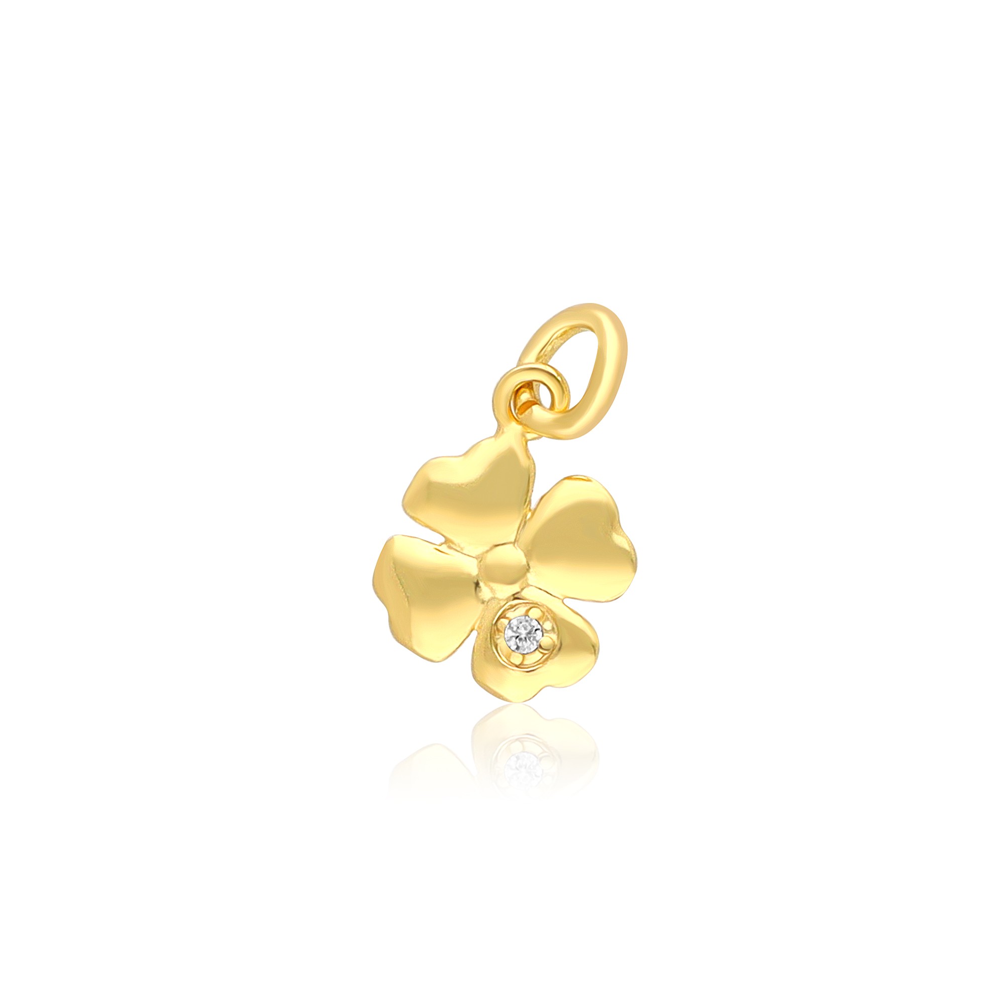Pendente quadrifoglio in argento 925 dorato con zircone - LUXURY MILANO