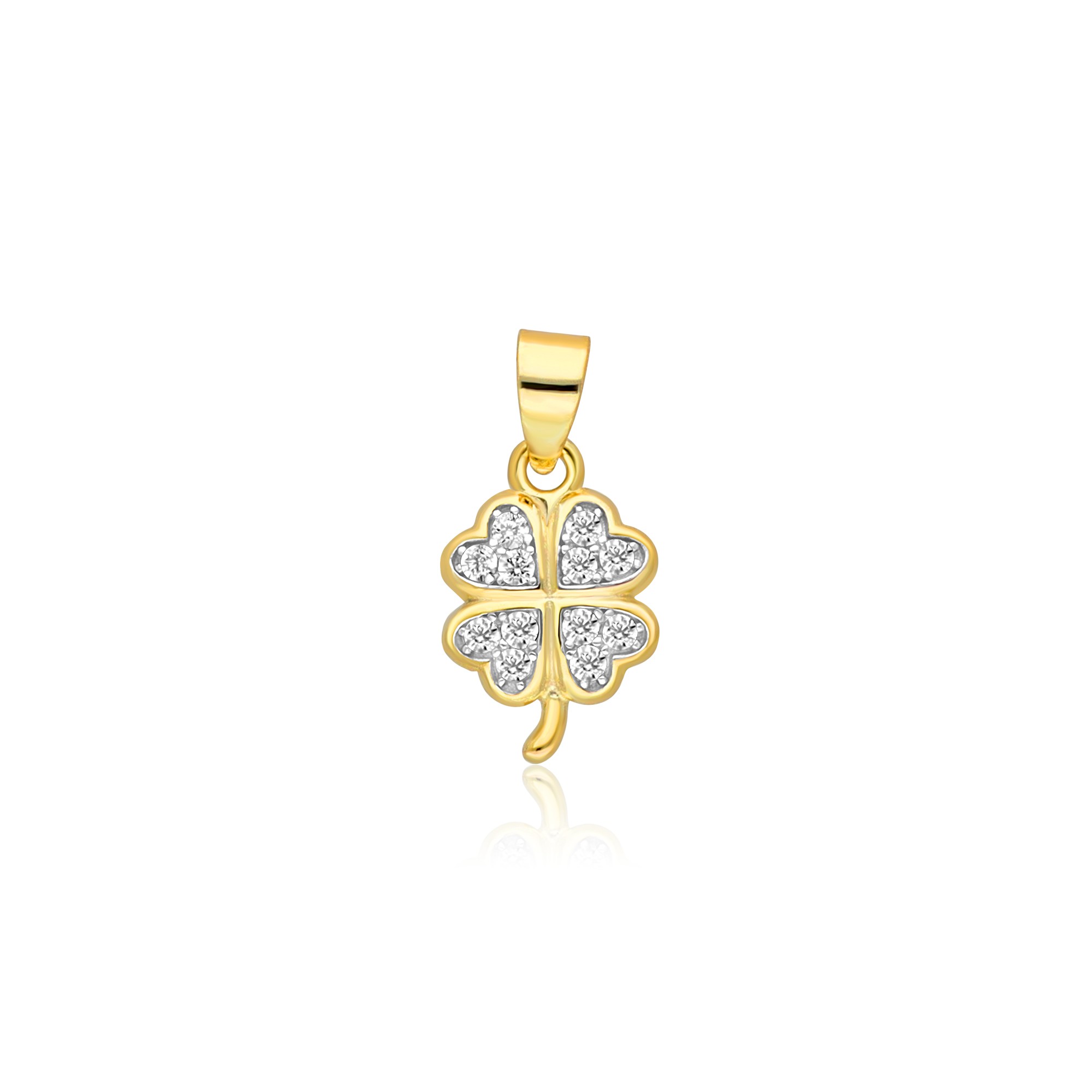 Pendente quadrifoglio mini in argento 925 dorato con zirconi - LUXURY MILANO