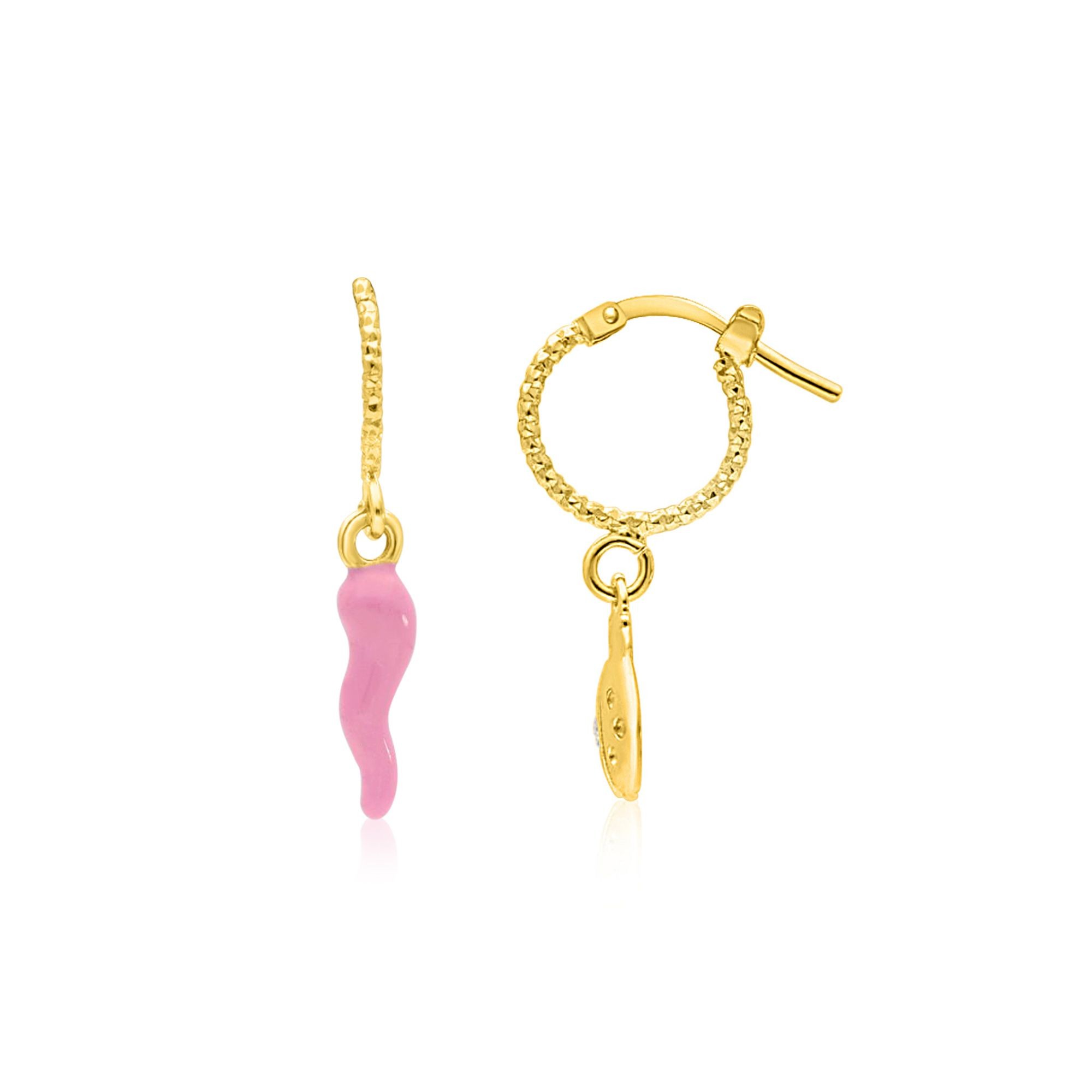 Pendientes aro diamantado plata dorada rosa - LUXURY MILANO
