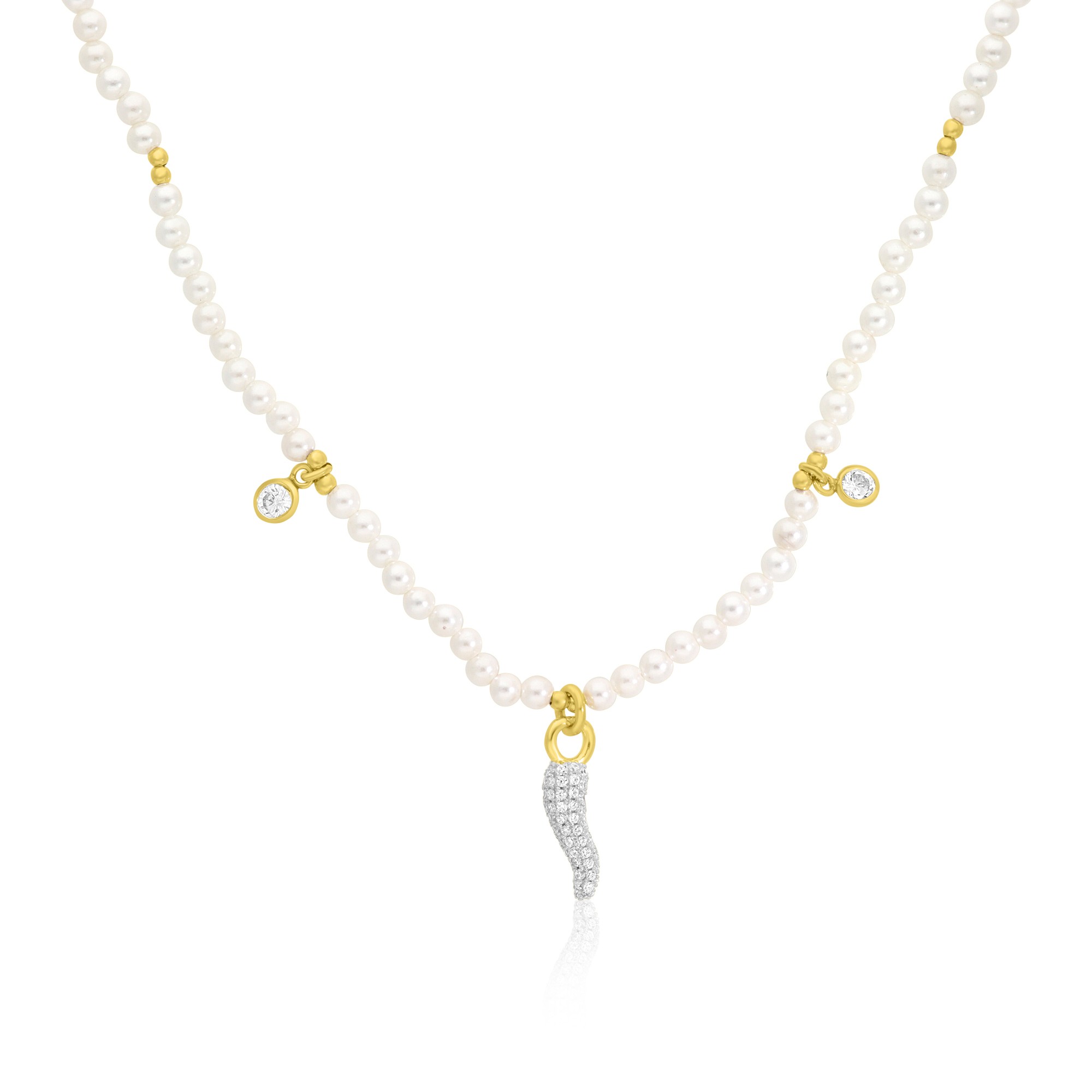 Necklace with mother-of-pearl and cubic zirconia in gold-plated silver luxury milano - LUXURY MILANO