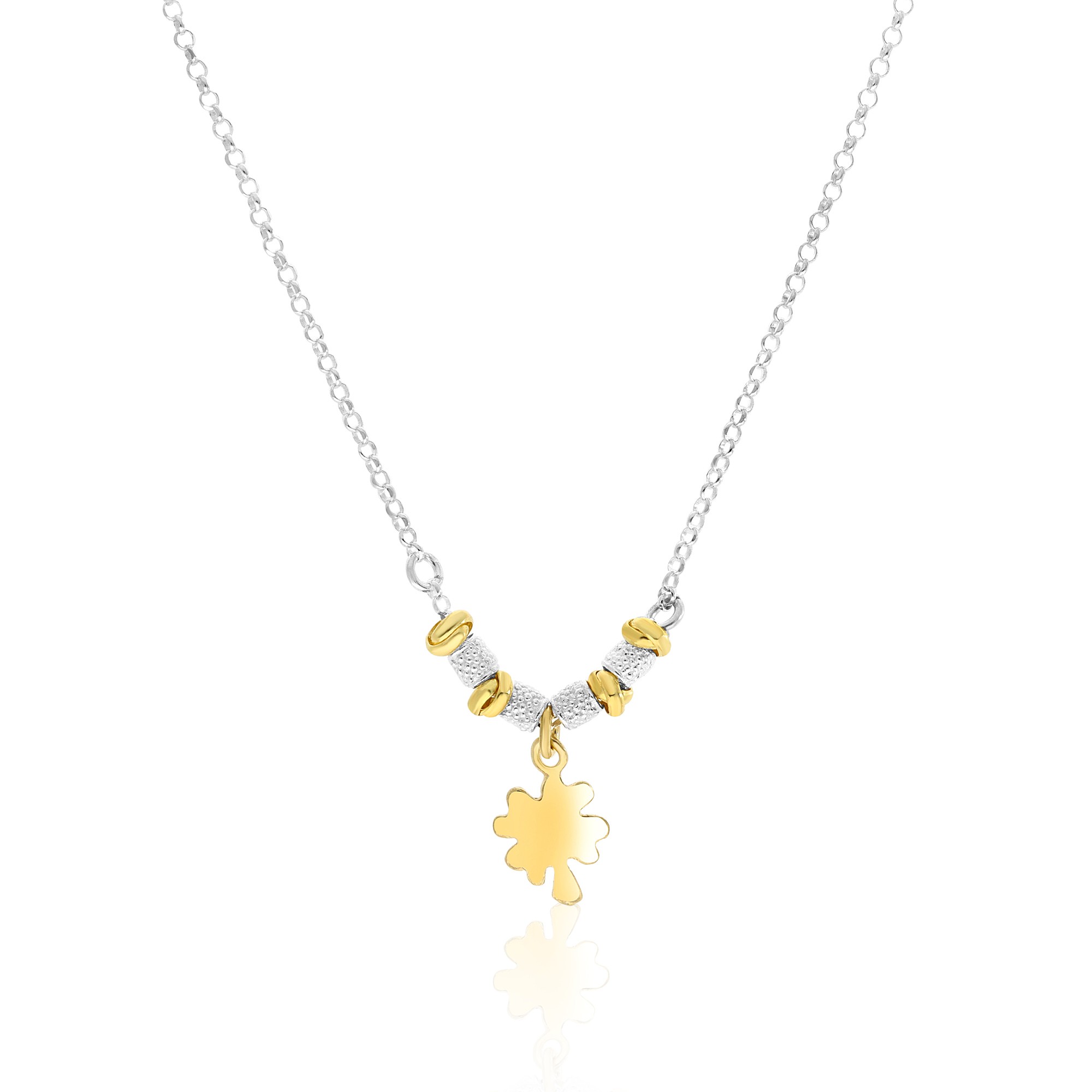 Two-tone necklace silver 925 with four-leaf clover luxury milano - LUXURY MILANO