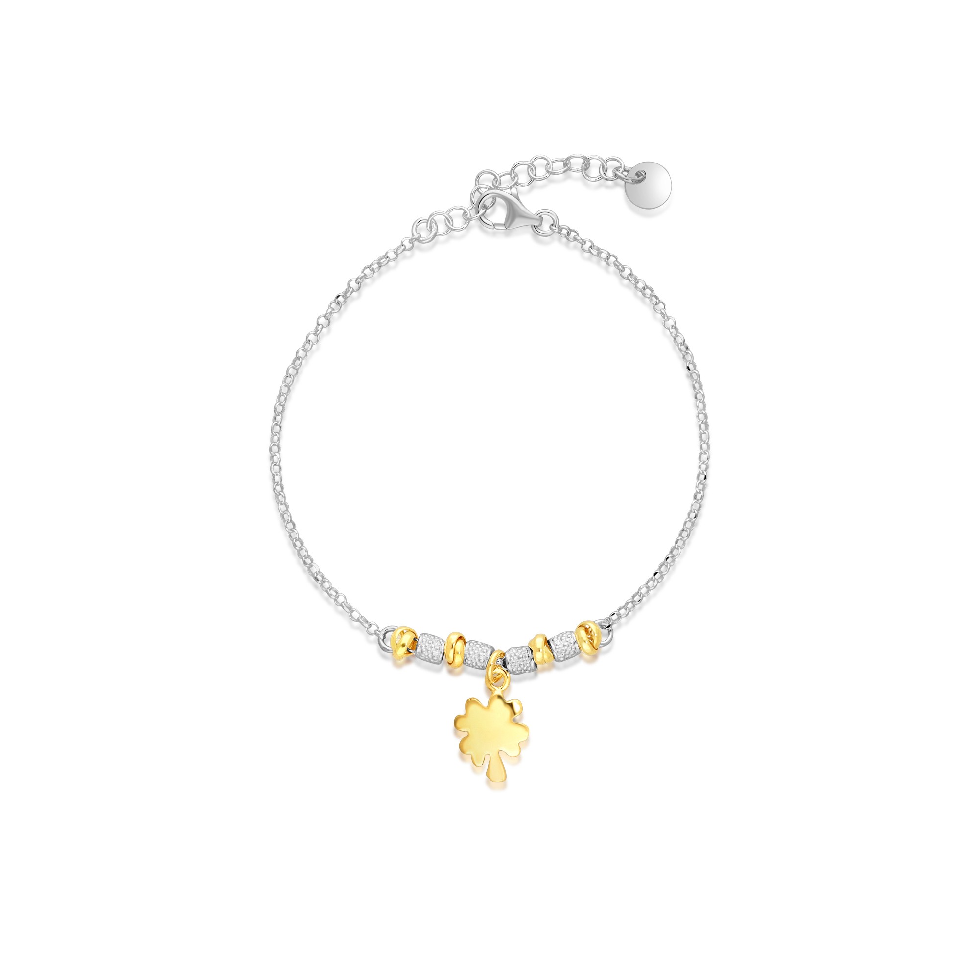 Bracciale bicolore argento 925 con quadrifoglio Luxury Milano - LUXURY MILANO