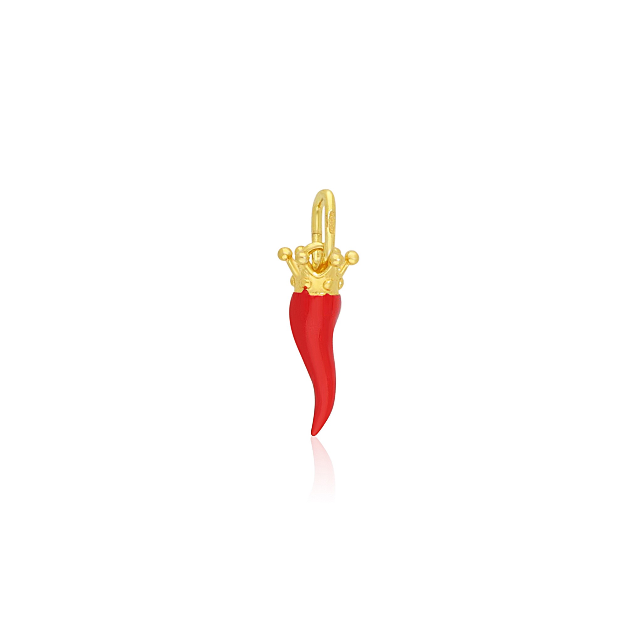 Pendente corno mini smaltato rosso argento dorato - LUXURY MILANO