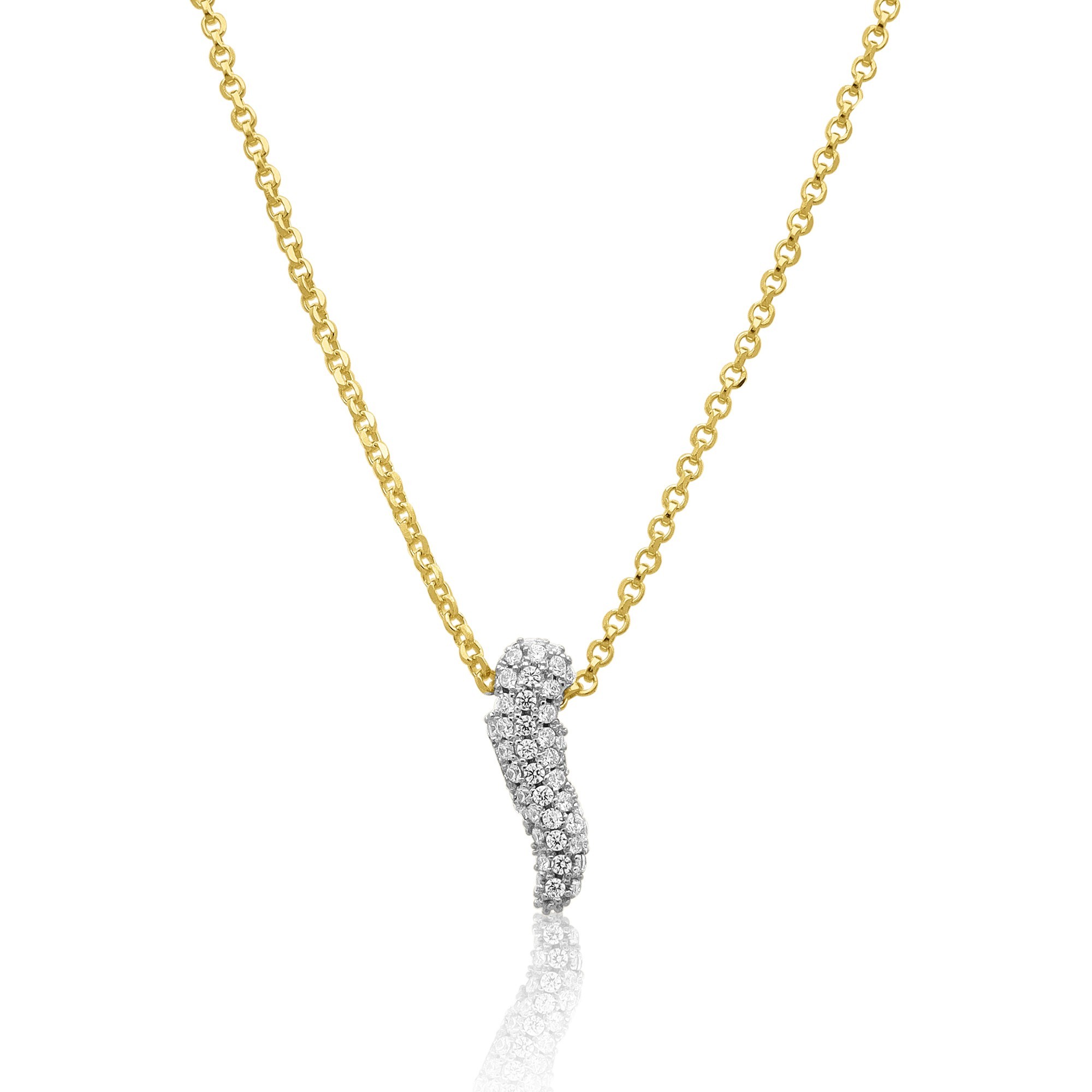Silver Simboli necklace with cornetto charm and zirconia - LUXURY MILANO