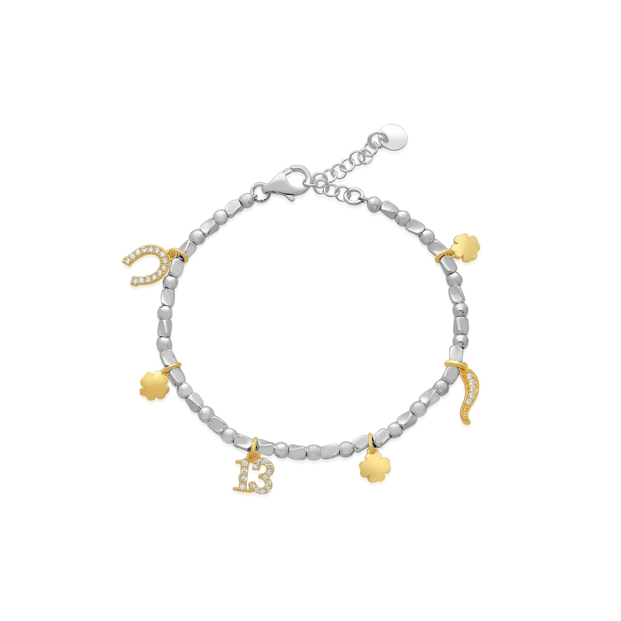 Pulsera Simboli en plata con charms con circonitas - LUXURY MILANO