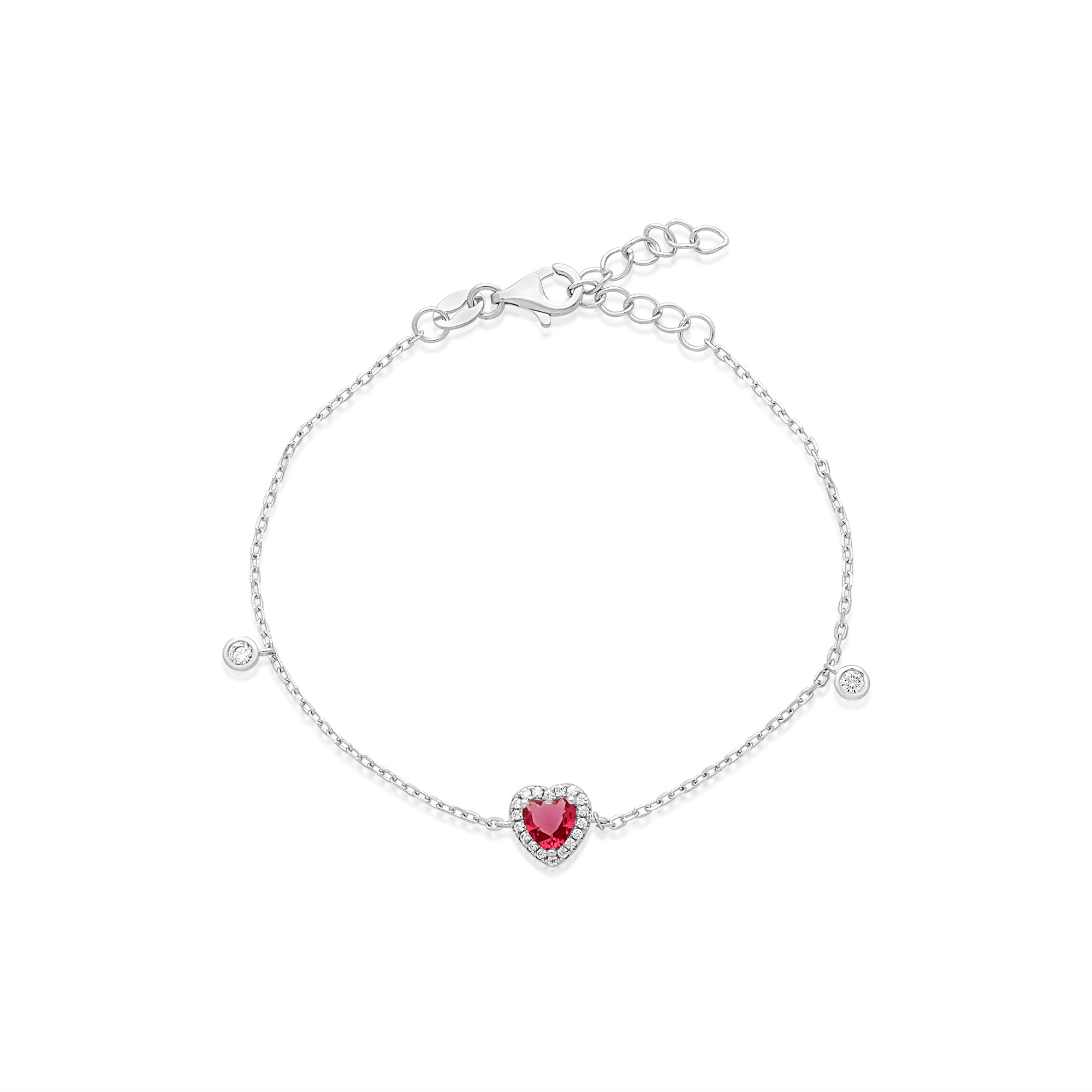 Pulsera cadena forzatina plata 925 coraz&oacute;n rojo - LUXURY MILANO