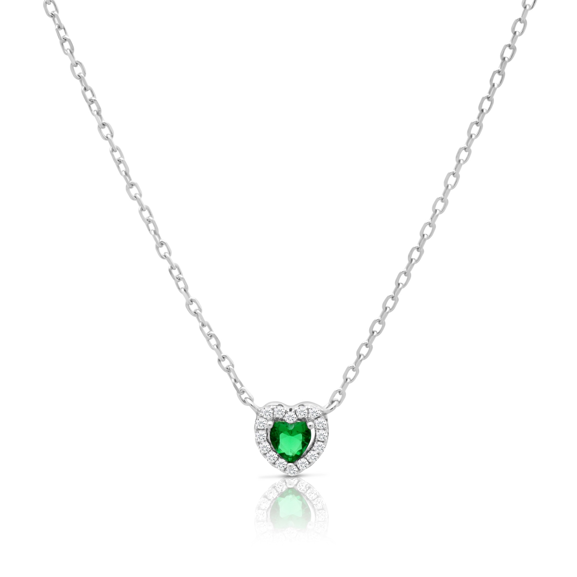 Collar cadena forzatina corazoncito verde plata rodiada - LUXURY MILANO
