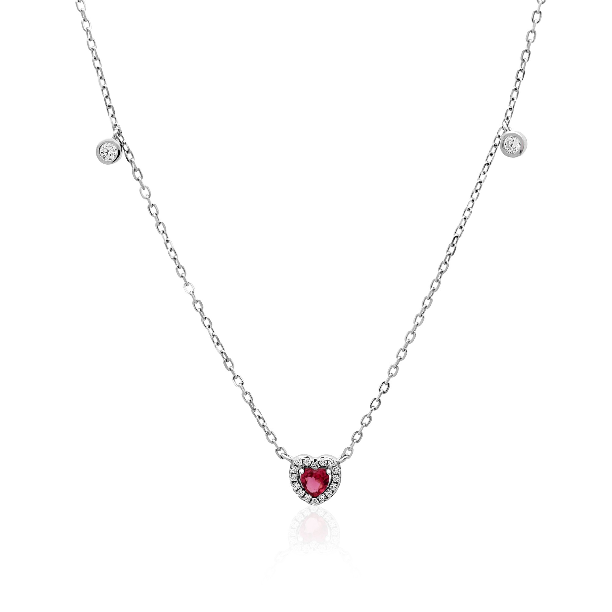 Collar forzatina coraz&oacute;n rojo plata 925 luxury milano - LUXURY MILANO