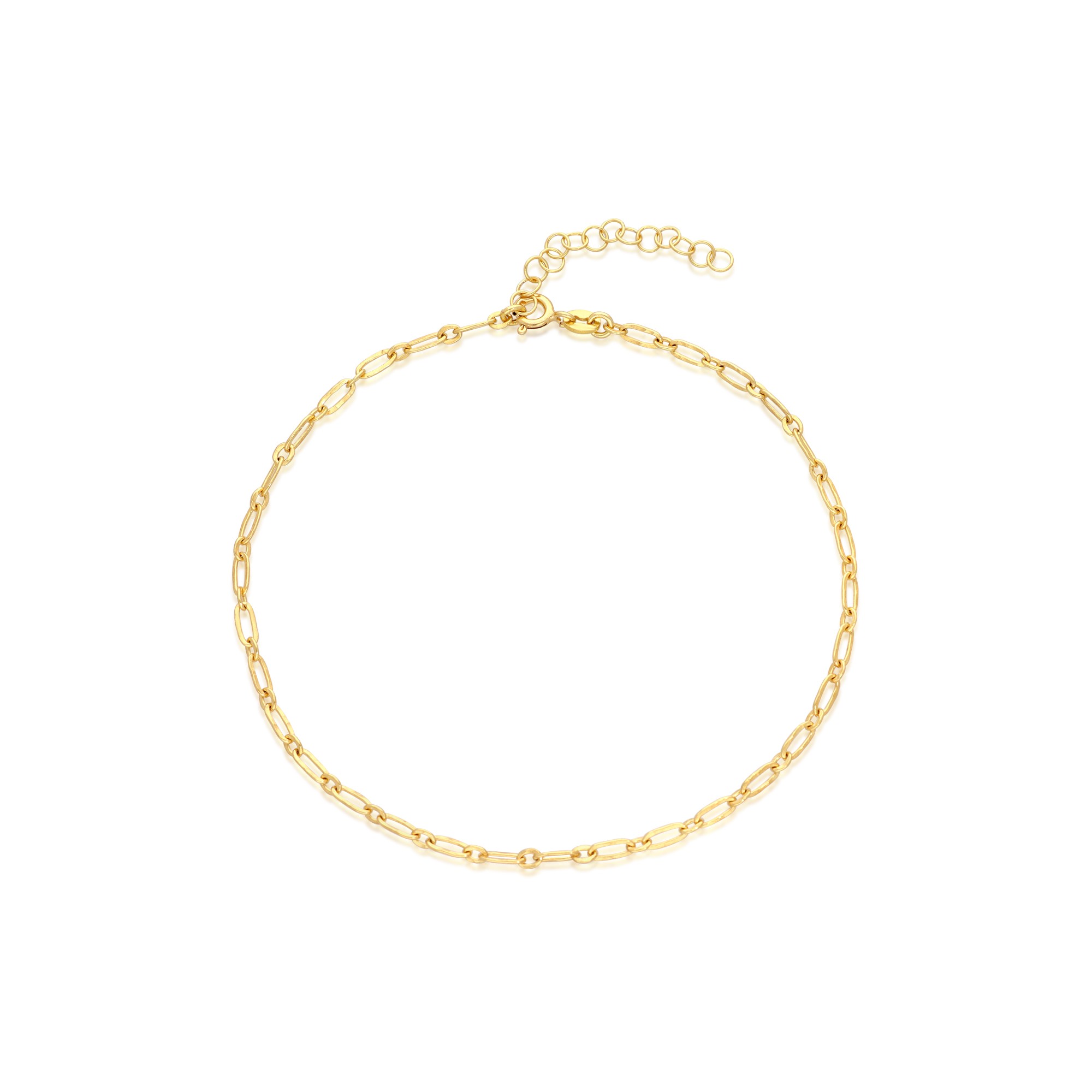 Tobillera cadena ovalada martillada dorada en plata de ley 925 - LUXURY MILANO